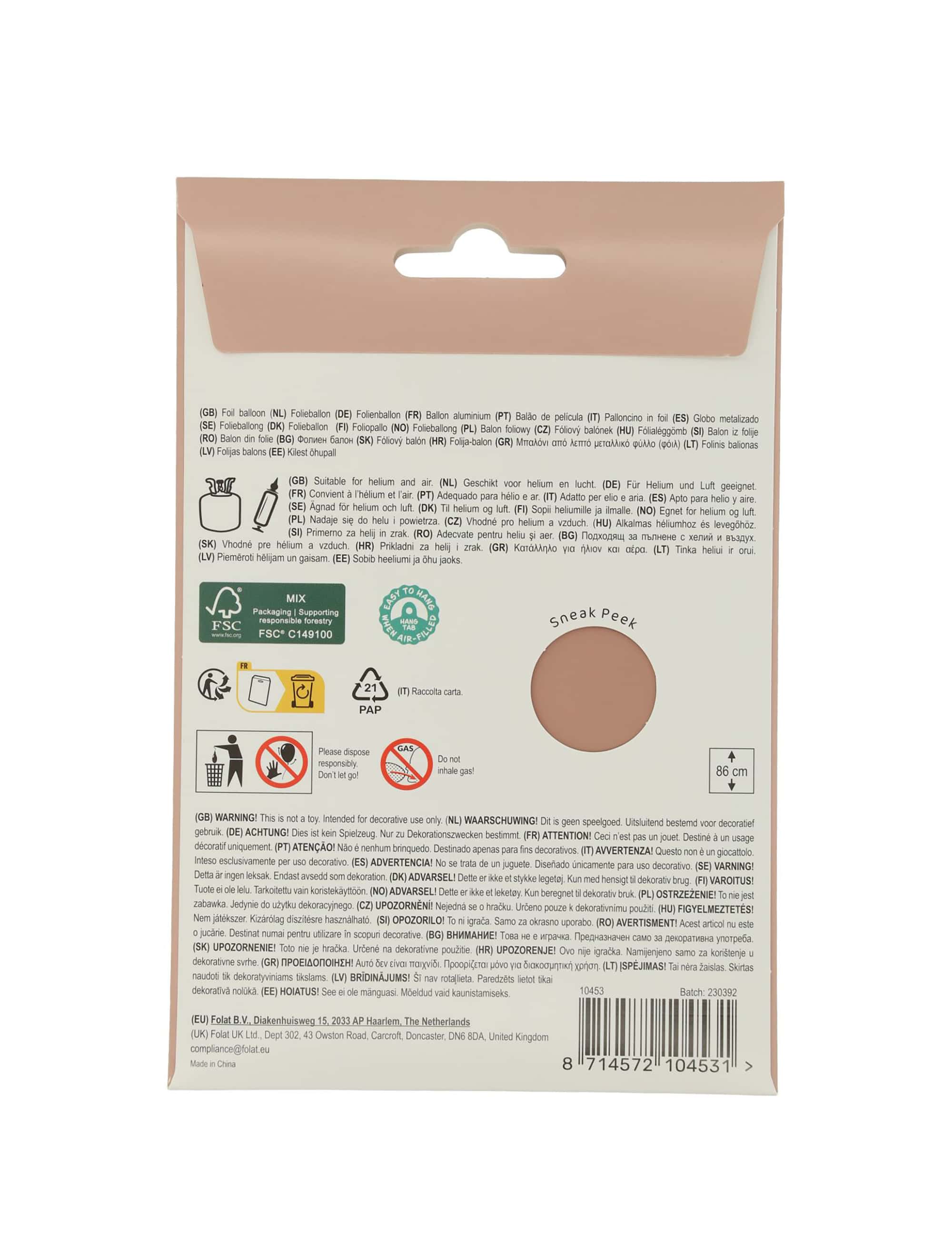 Folienballon Zahl 3 L matt rosa