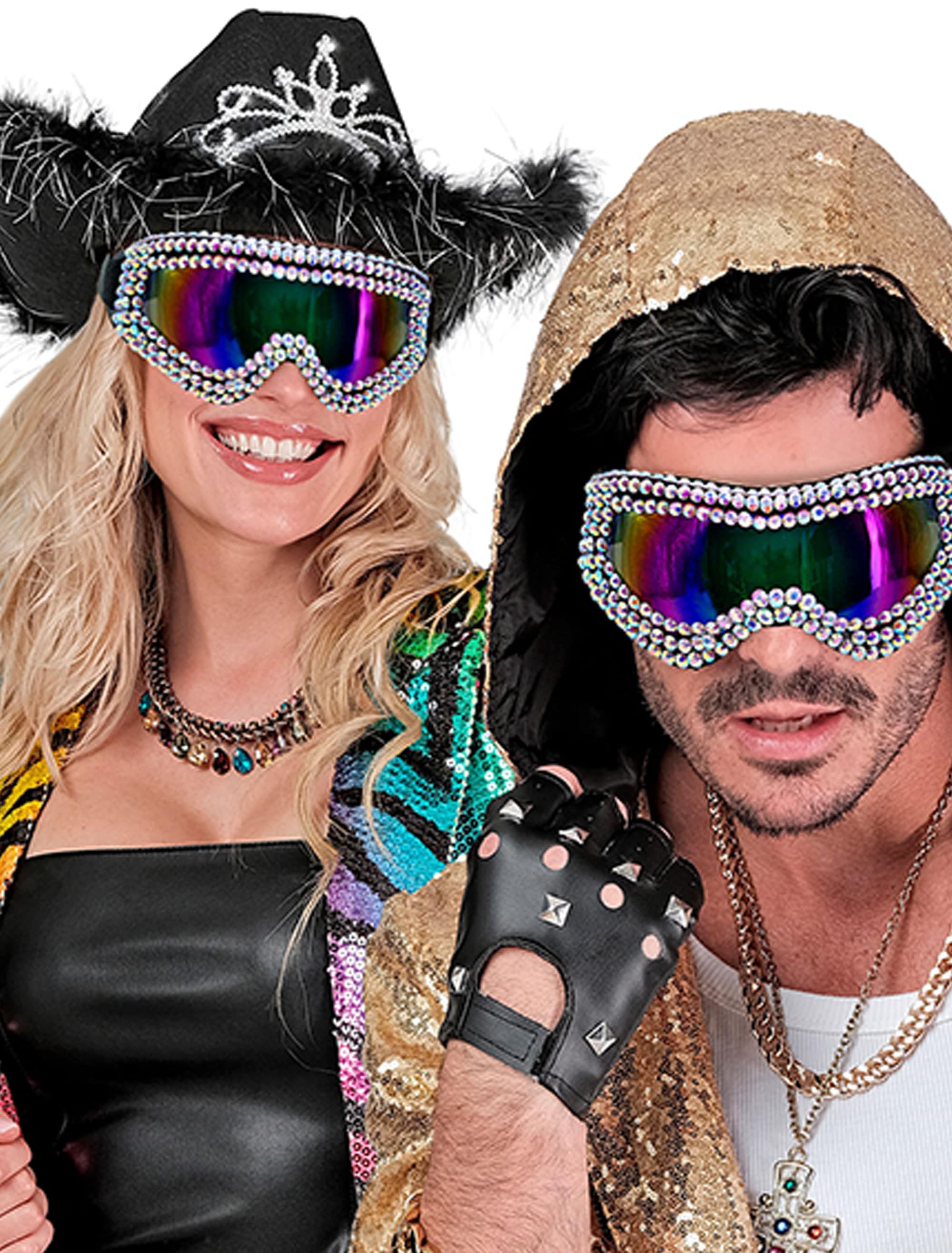 Skibrille mit Strass schwarz