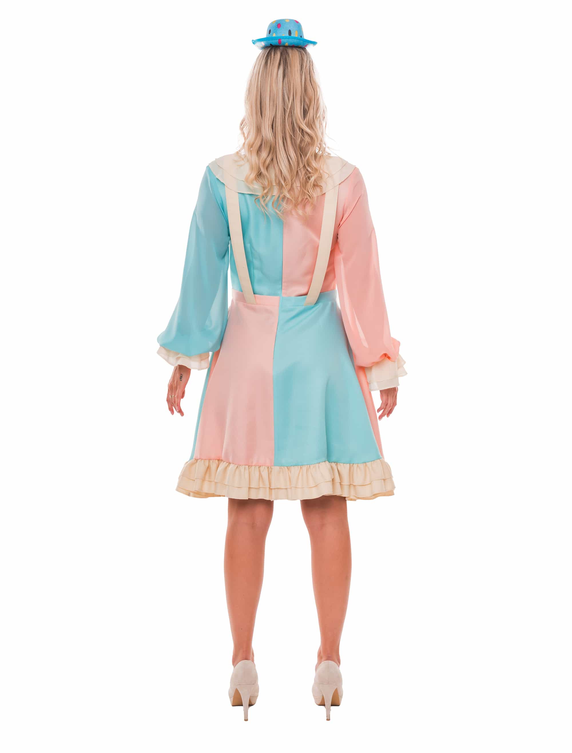 Kleid Clown Damen blau/pink 2XL/3XL