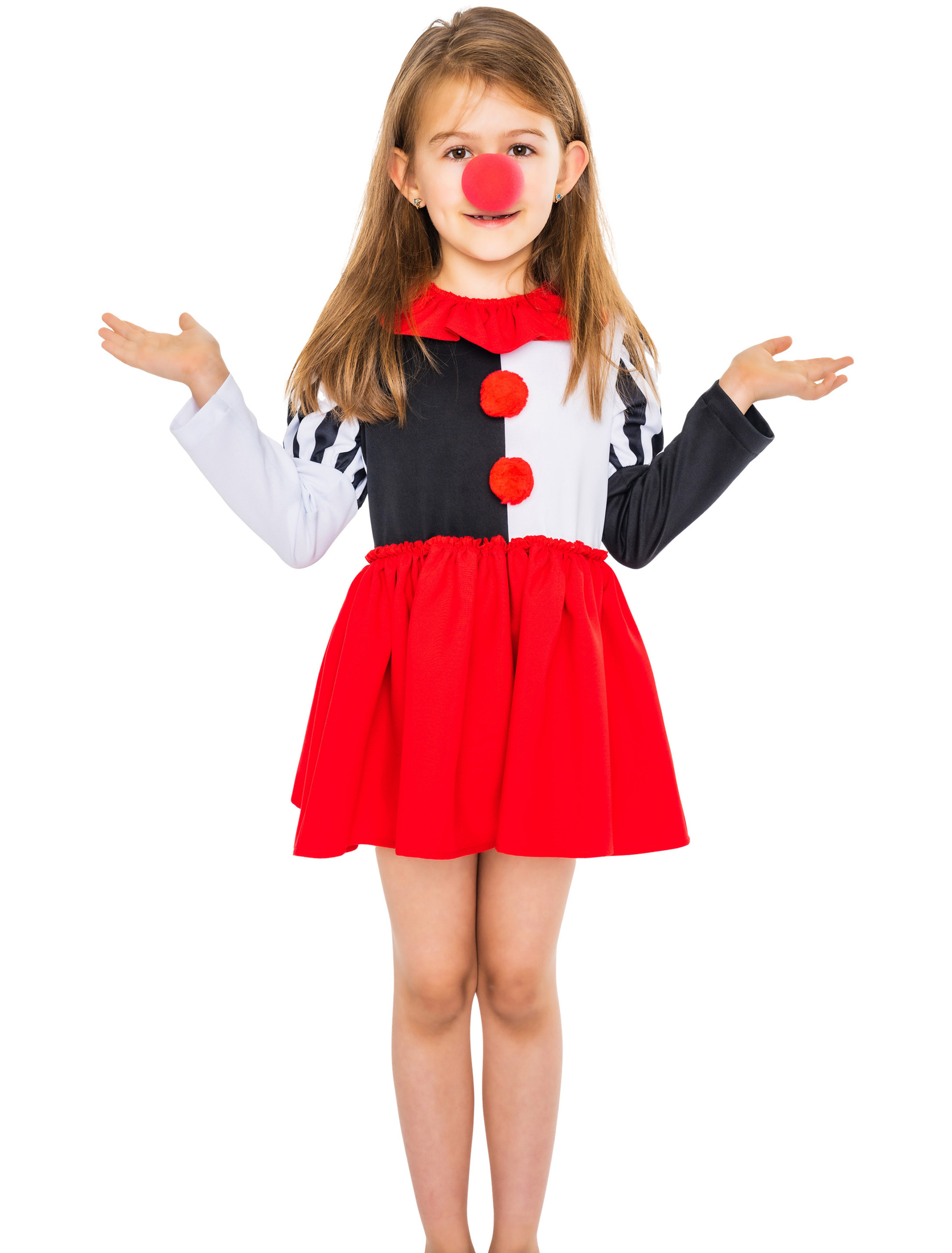 Kleid Clown Kinder schwarz/weiß 140