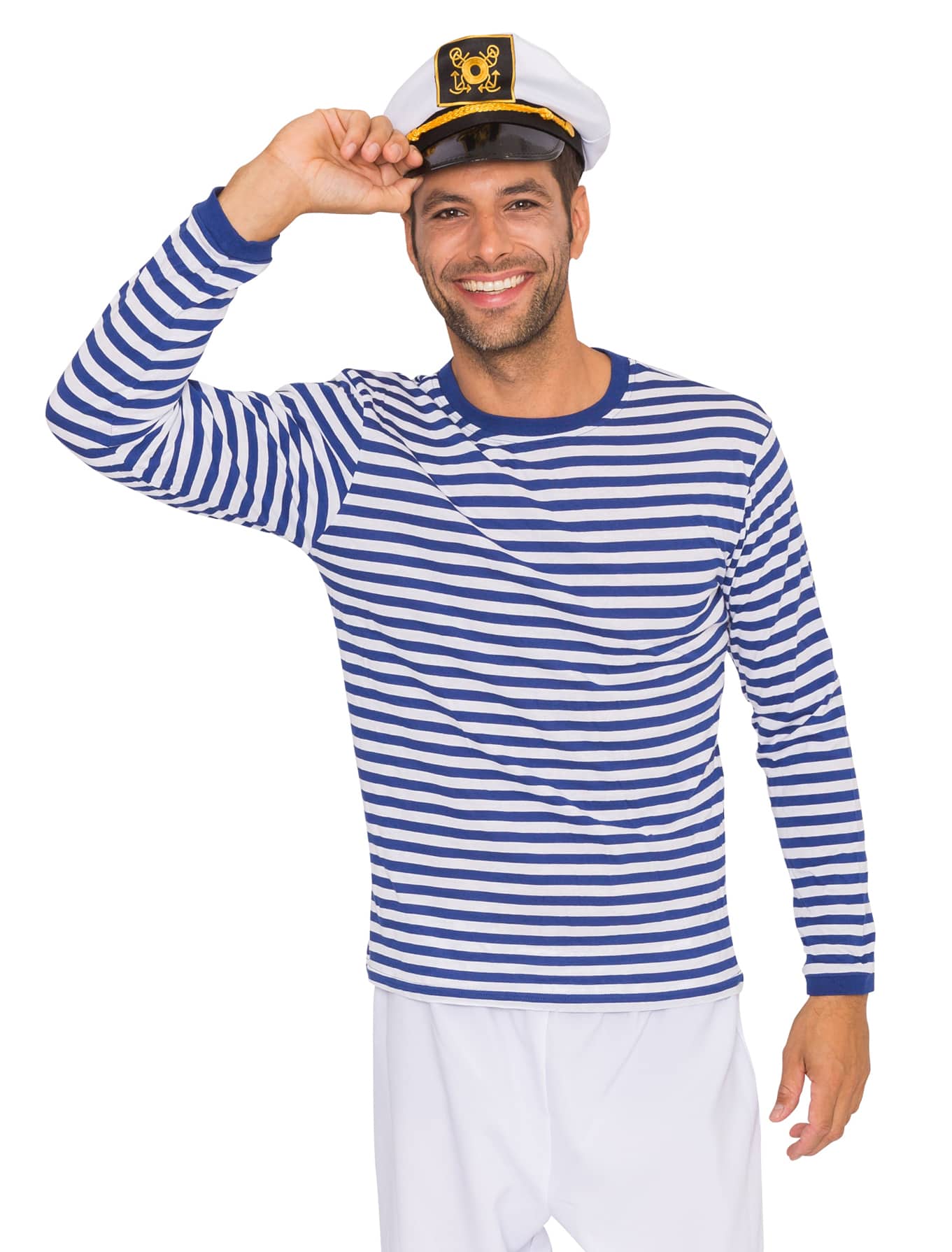 Ringelpulli langarm Unisex blau/weiß 4XL