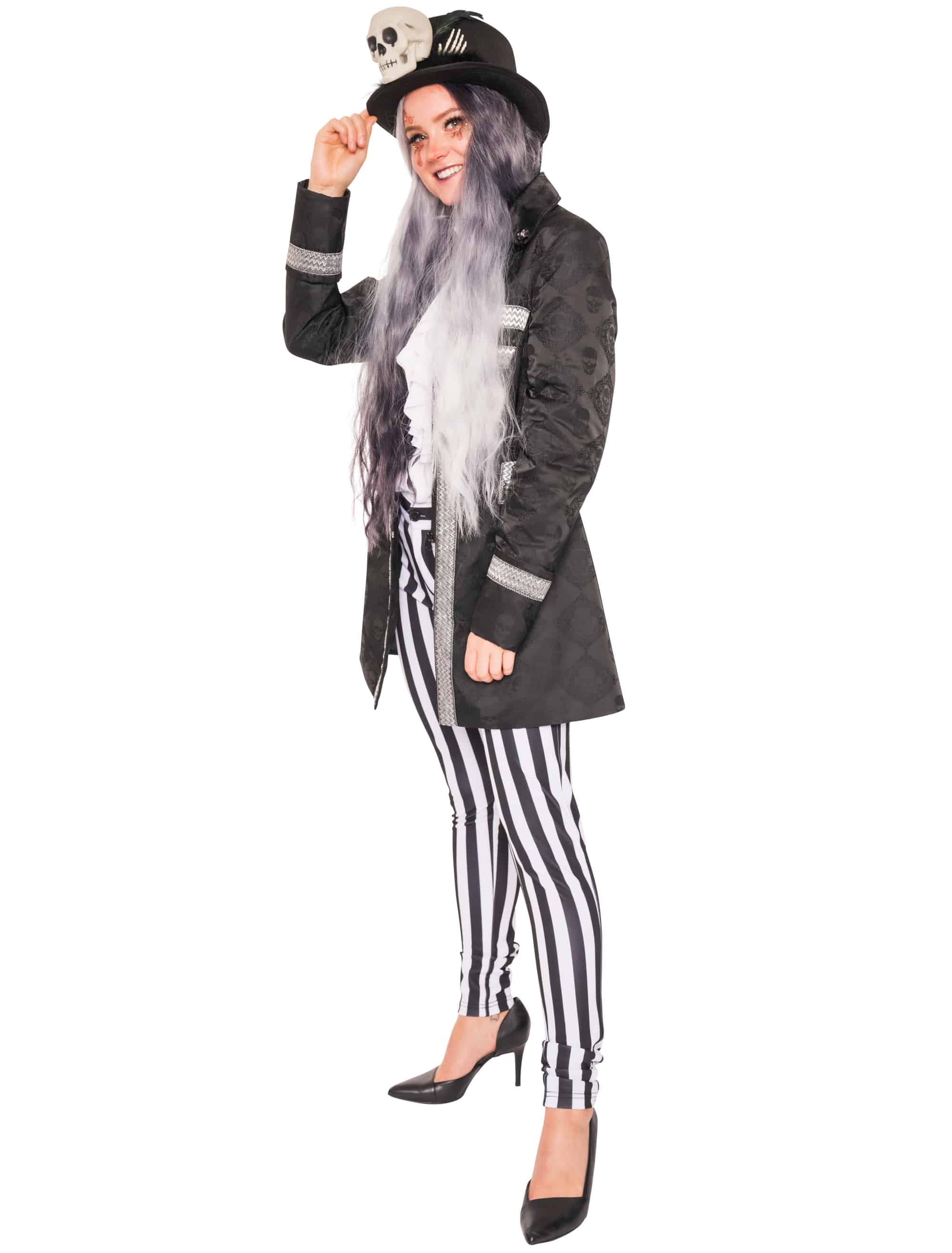 Jacke mit Totenköpfen Damen schwarz M