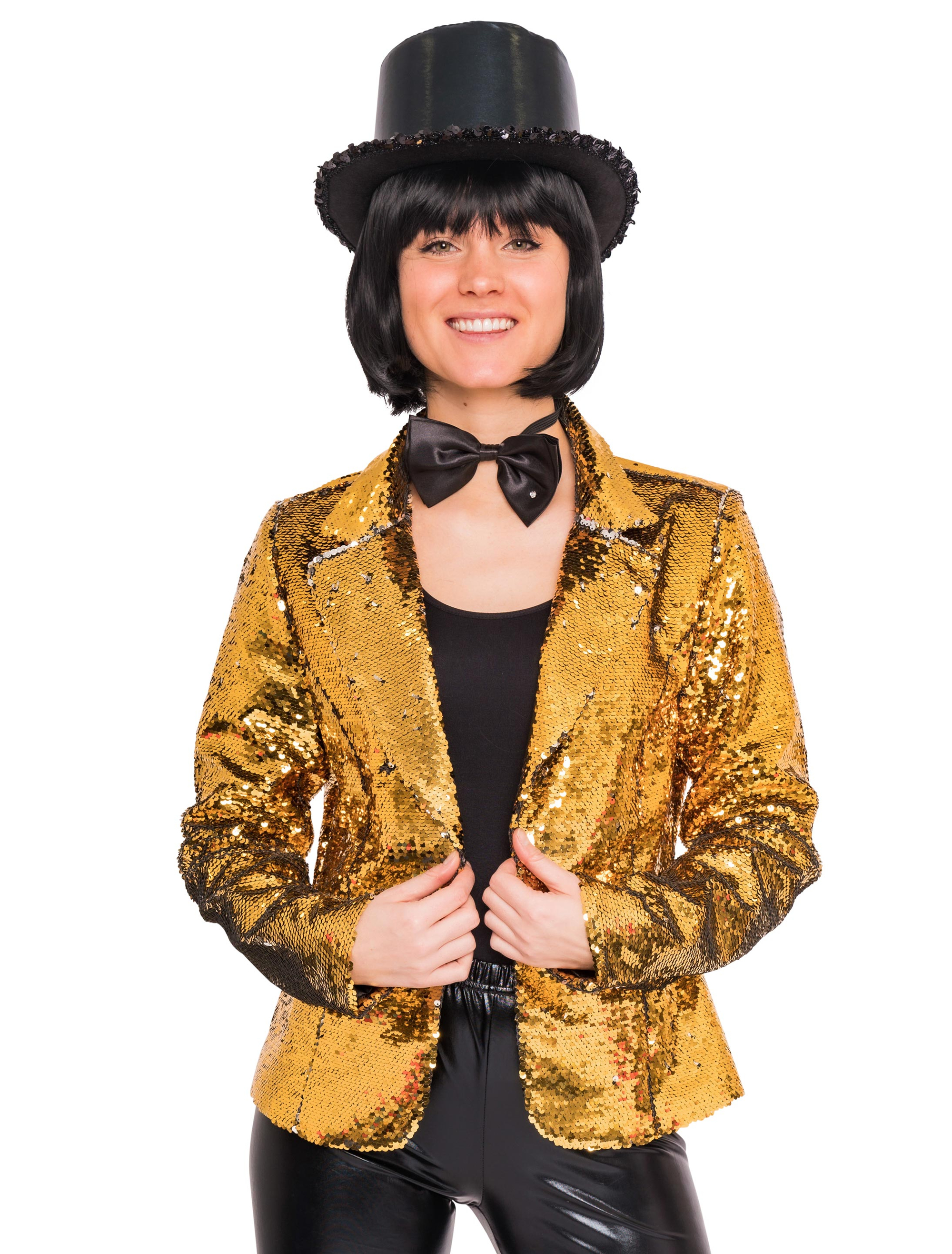 Jacke Pailletten Damen gold XS