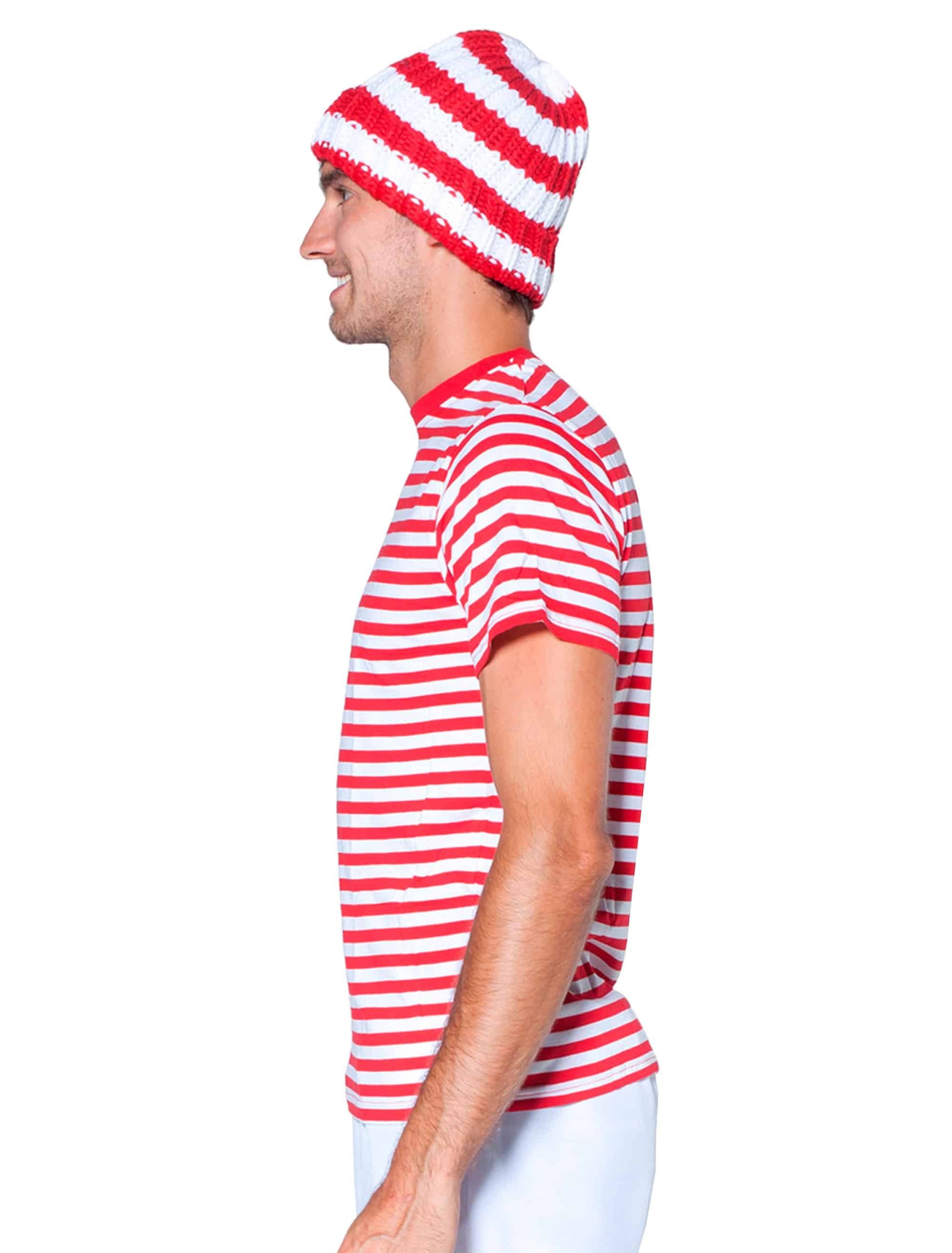 Ringelpulli kurzarm Unisex rot/weiß XS