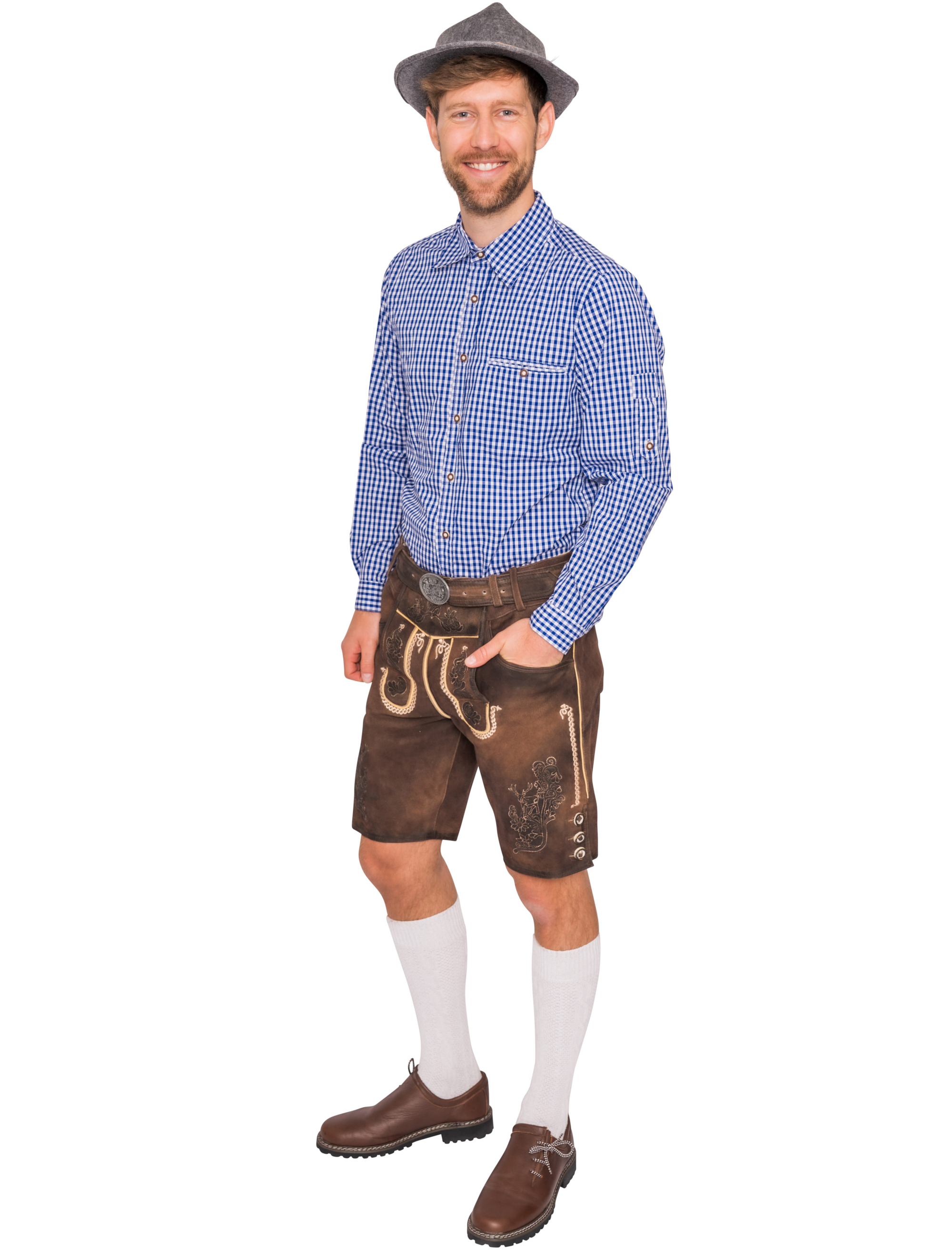 Lederhose Leo kurz Herren braun 4XL