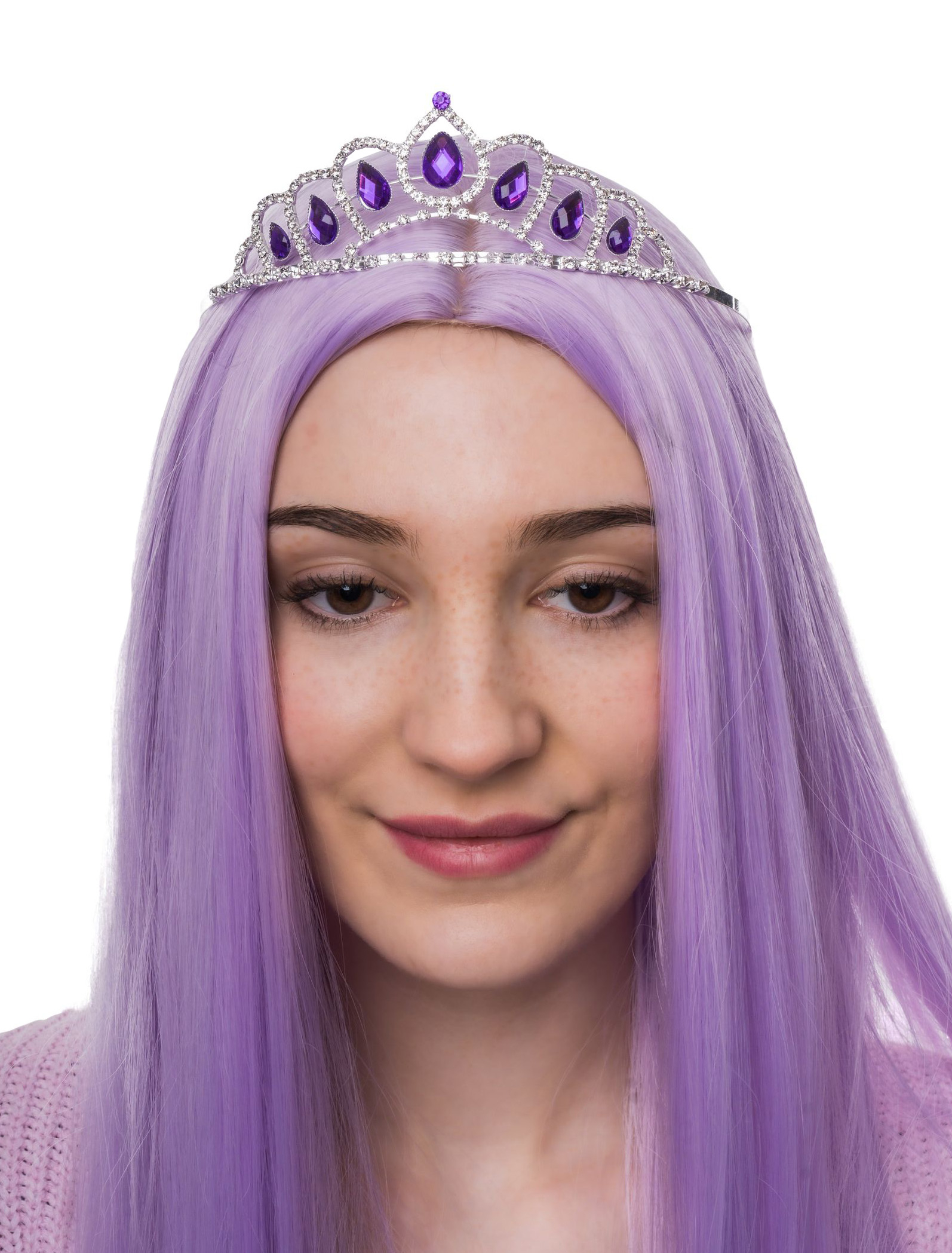Diadem Katharina mit Kristall Damen lila/silber