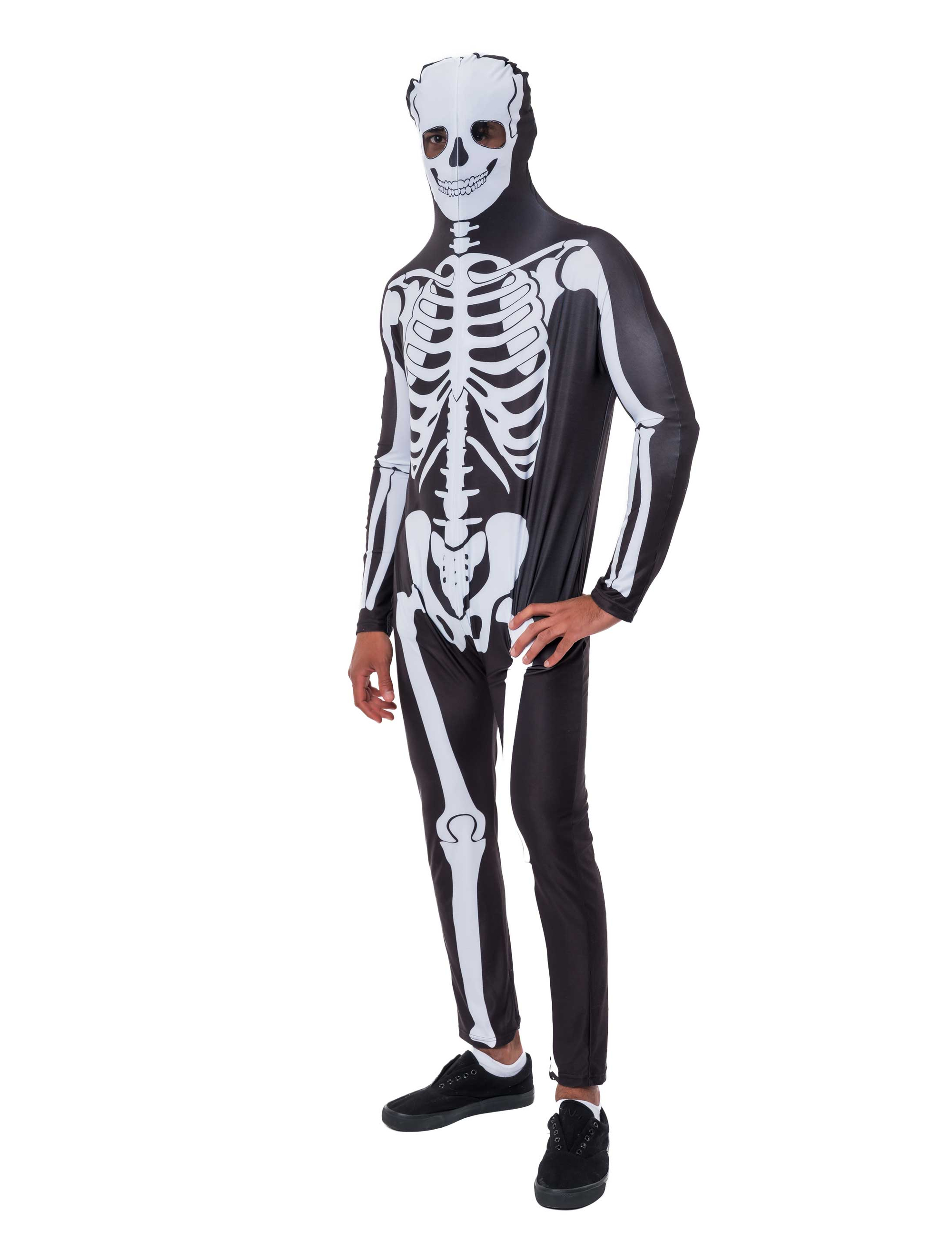 Ganzkörperanzug Skelett Herren schwarz/weiß S/M