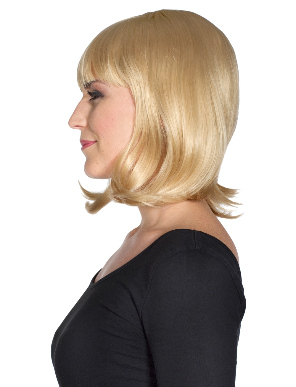 Perücke schulterlang mit Pony blond one size