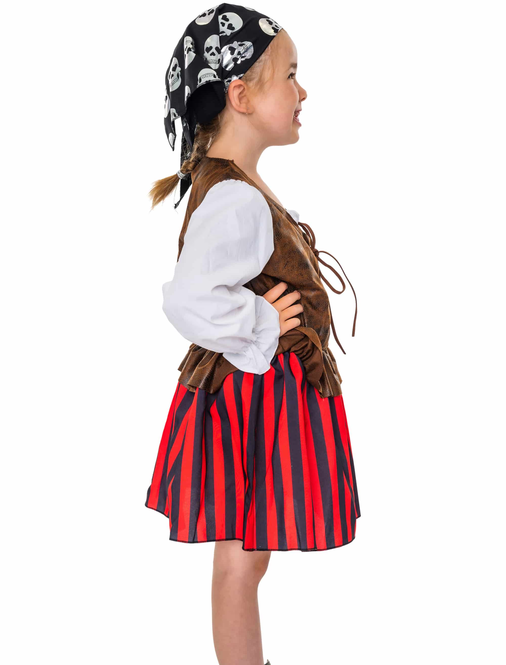 Kleid Piratin Kinder braun/rot 116-128