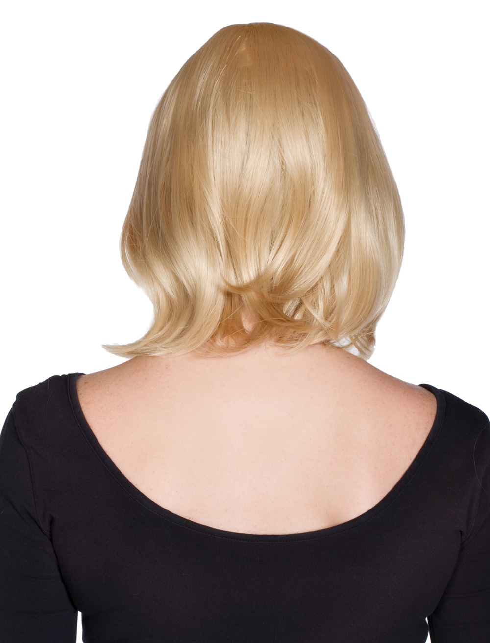 Perücke schulterlang mit Pony blond one size