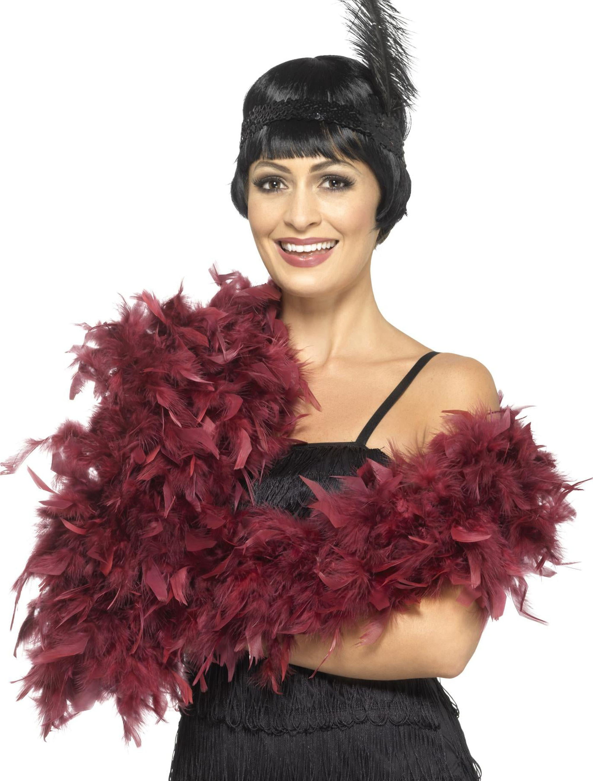 Federboa 80g 180cm Damen bordeaux