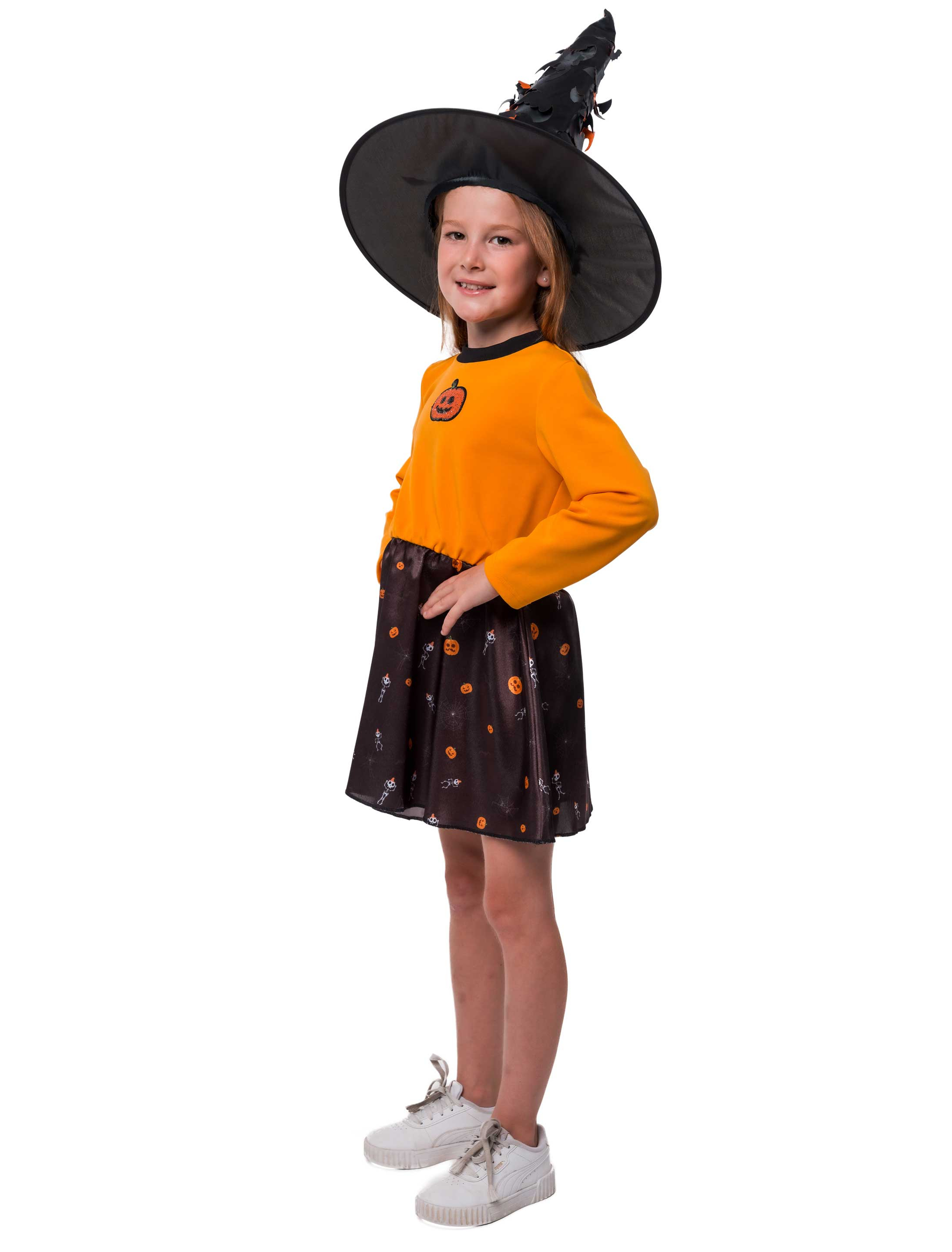 Kleid Kürbis Kinder orange/schwarz 104/116