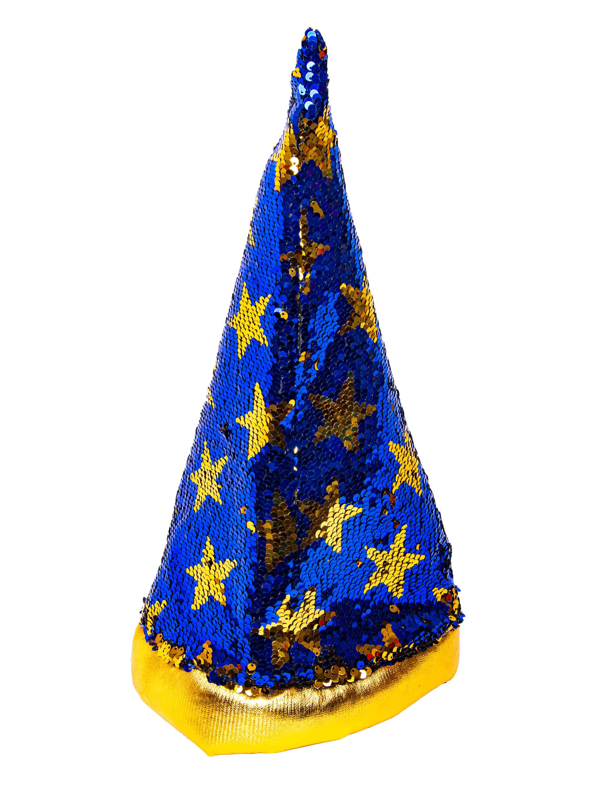 Hexenhut mit Sternen blau/gold one size