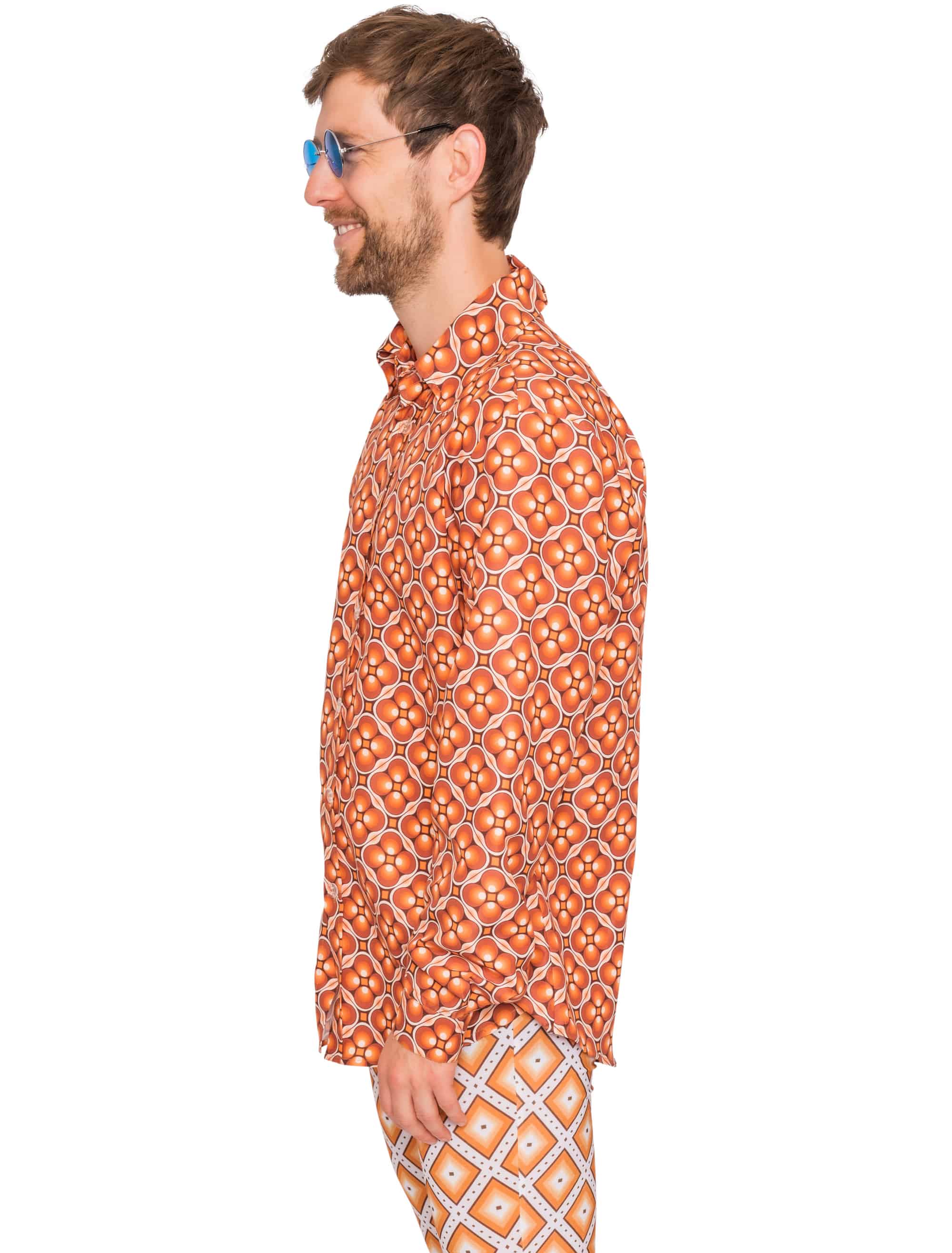 Hemd 70er Jahre Herren orange 3XL