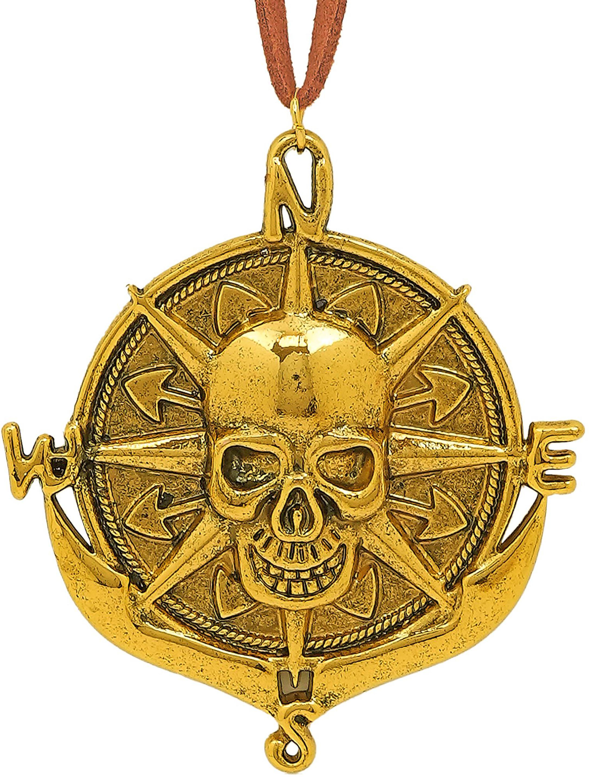 Halskette mit Piratenmedaillon gold