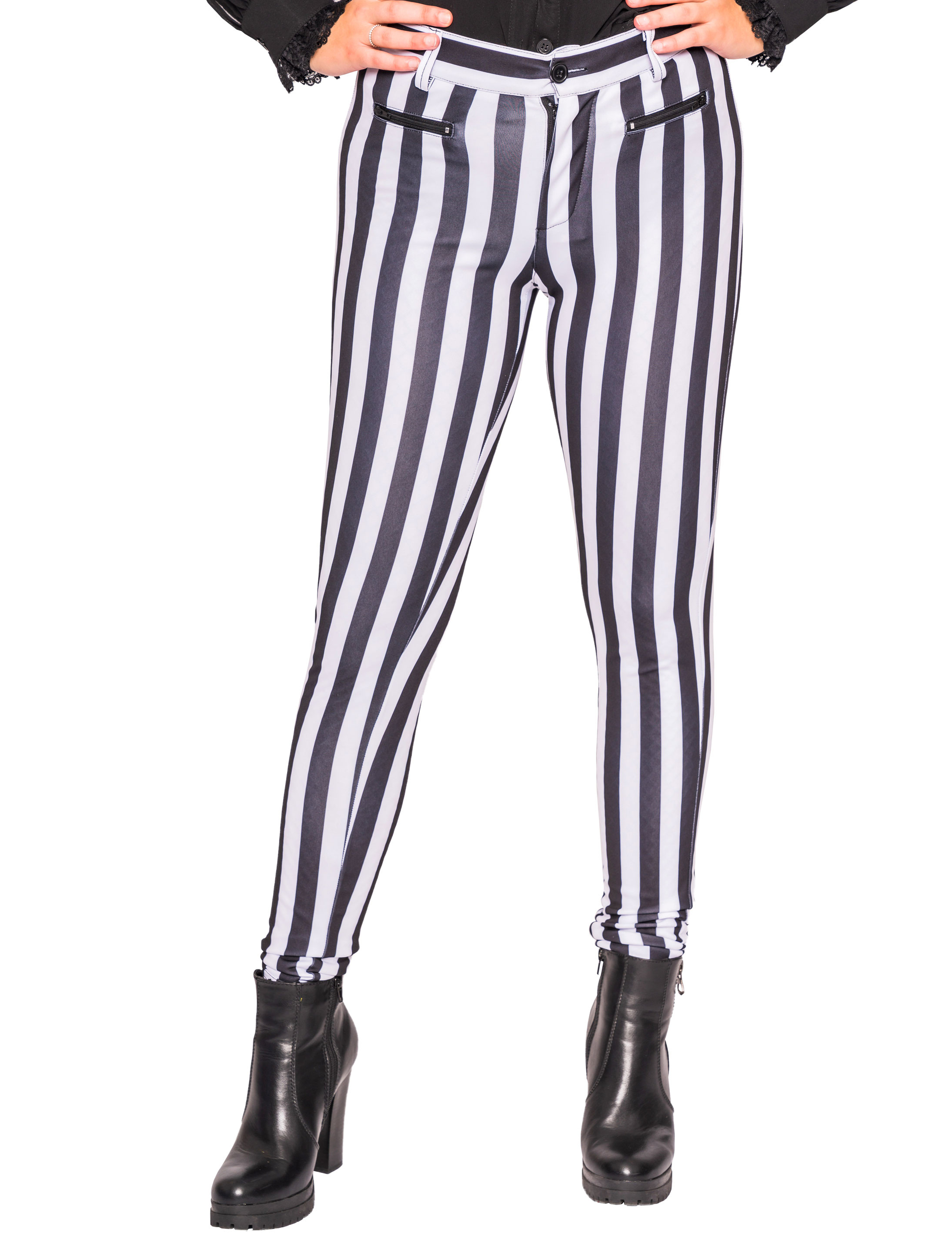 Hose gestreift Damen schwarz/weiß M