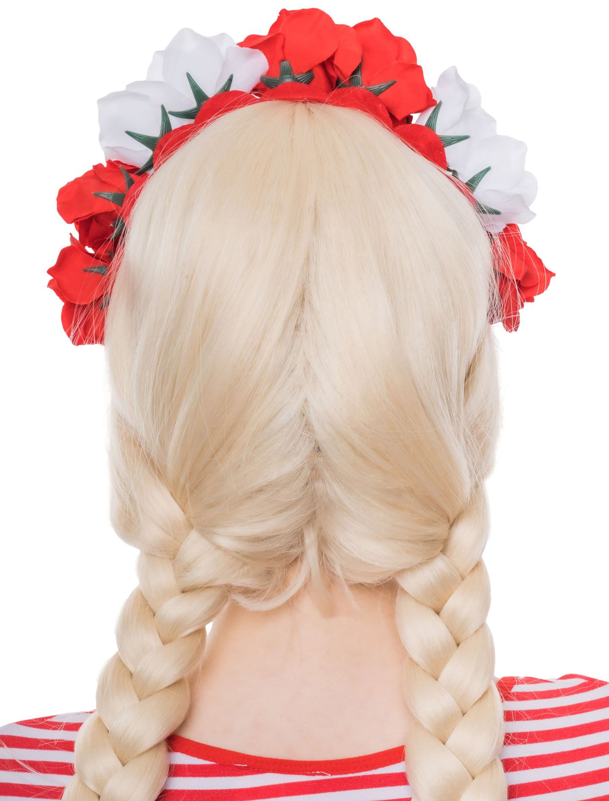 Haarreif mit Blumen rot/weiß