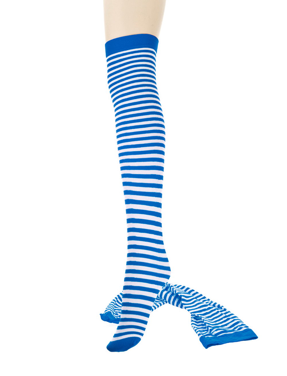 Overknee Strümpfe gestreift Damen blau/weiß one size