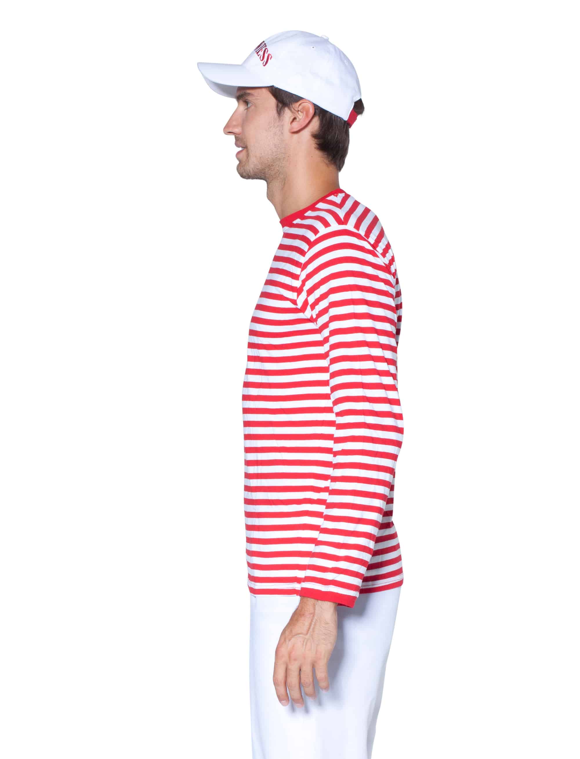 Ringelpulli langarm Unisex rot/weiß XS