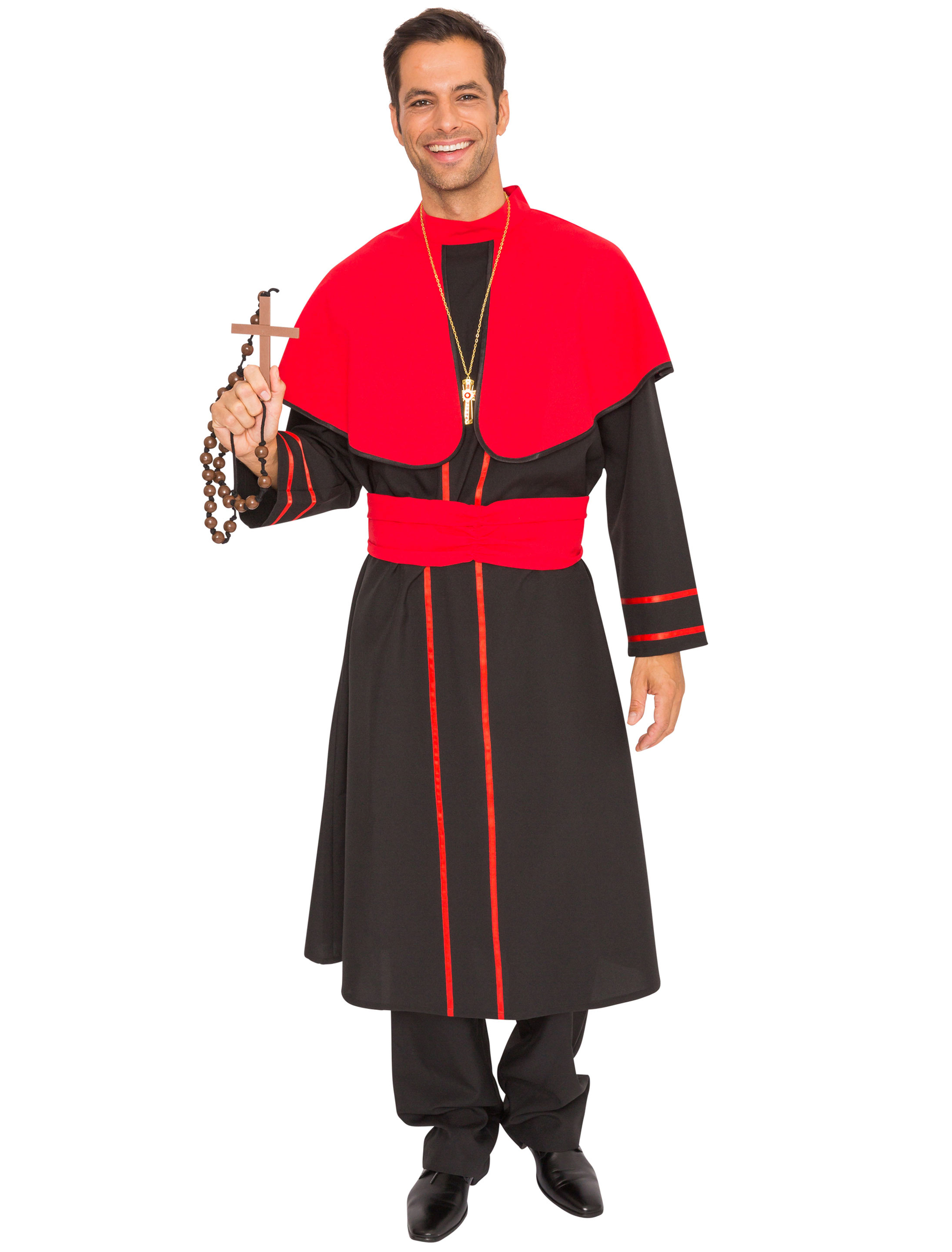 Gewand Bischof 2-tlg. Herren schwarz/rot 3XL