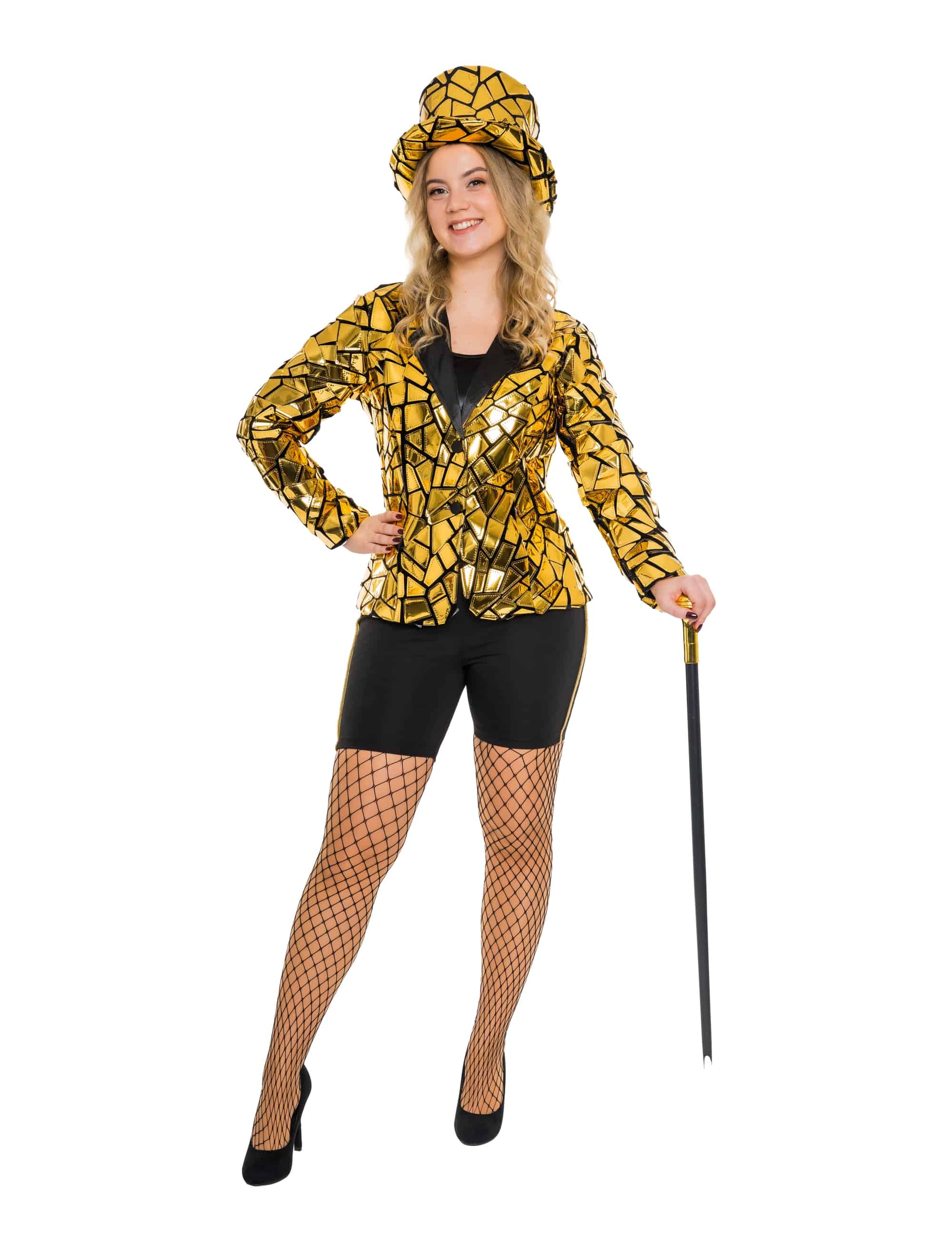 Blazer mit Spiegelmosaik Damen gold S