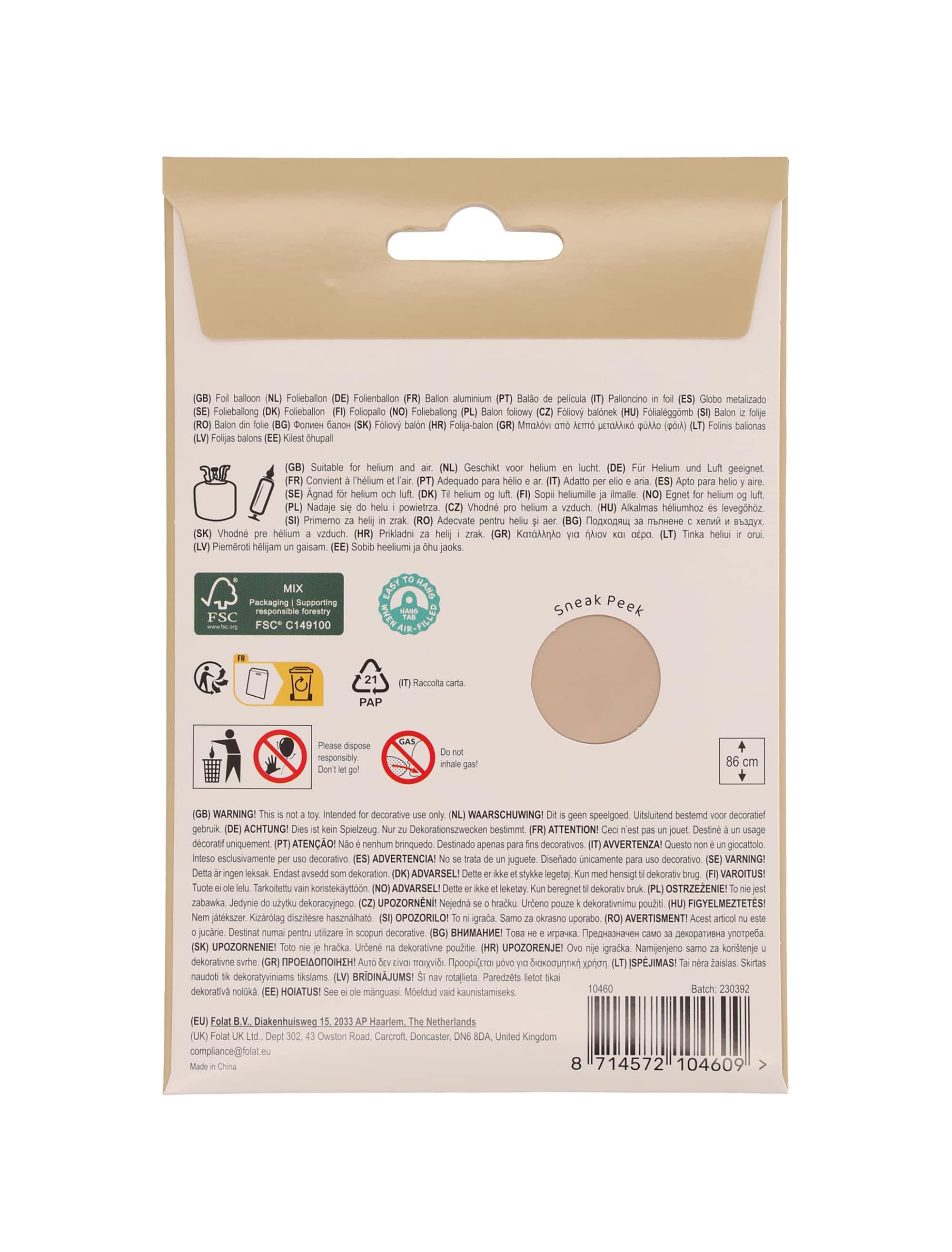 Folienballon Zahl 0 L matt gold
