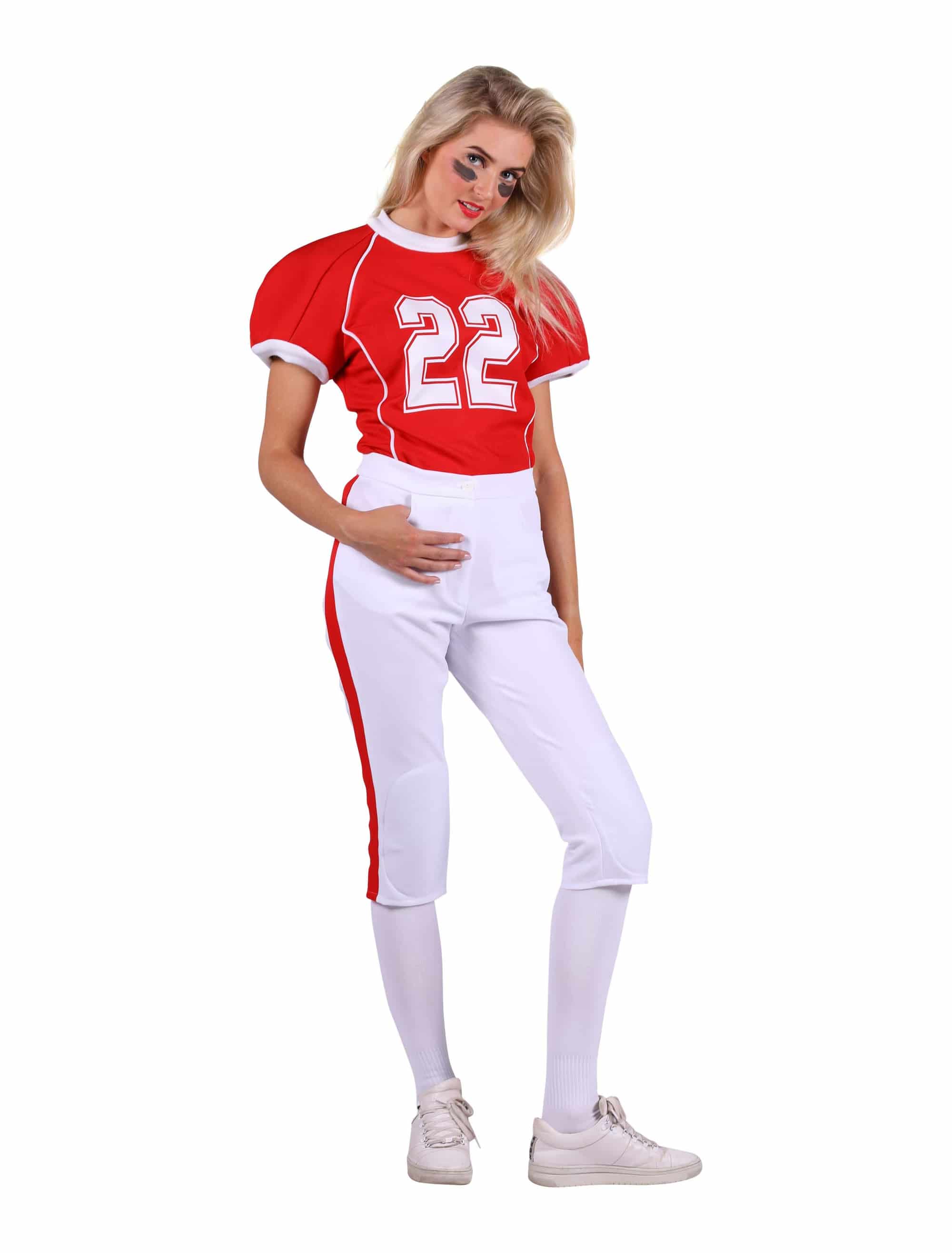 American Footballerin 2-tlg. Damen rot/weiß L
