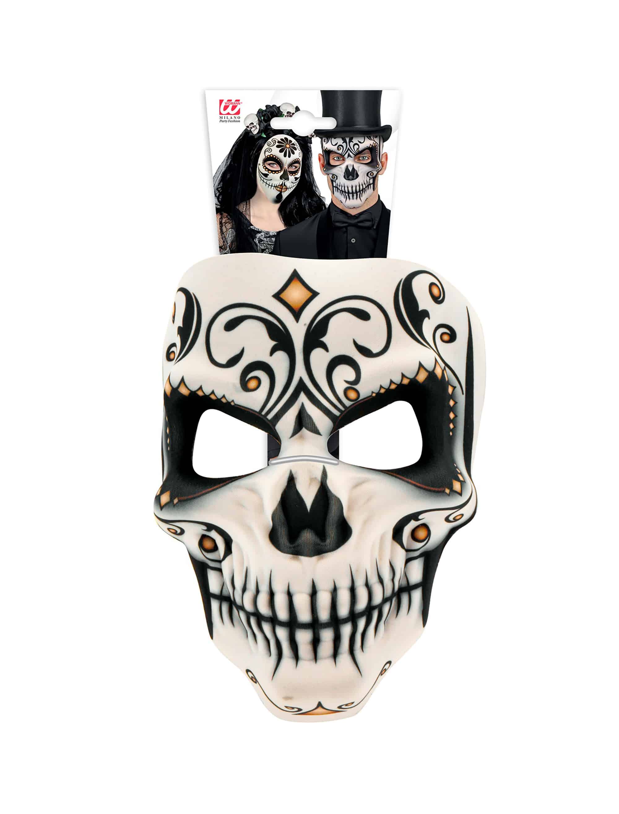 Maske Dia de los Muertos weiß/schwarz