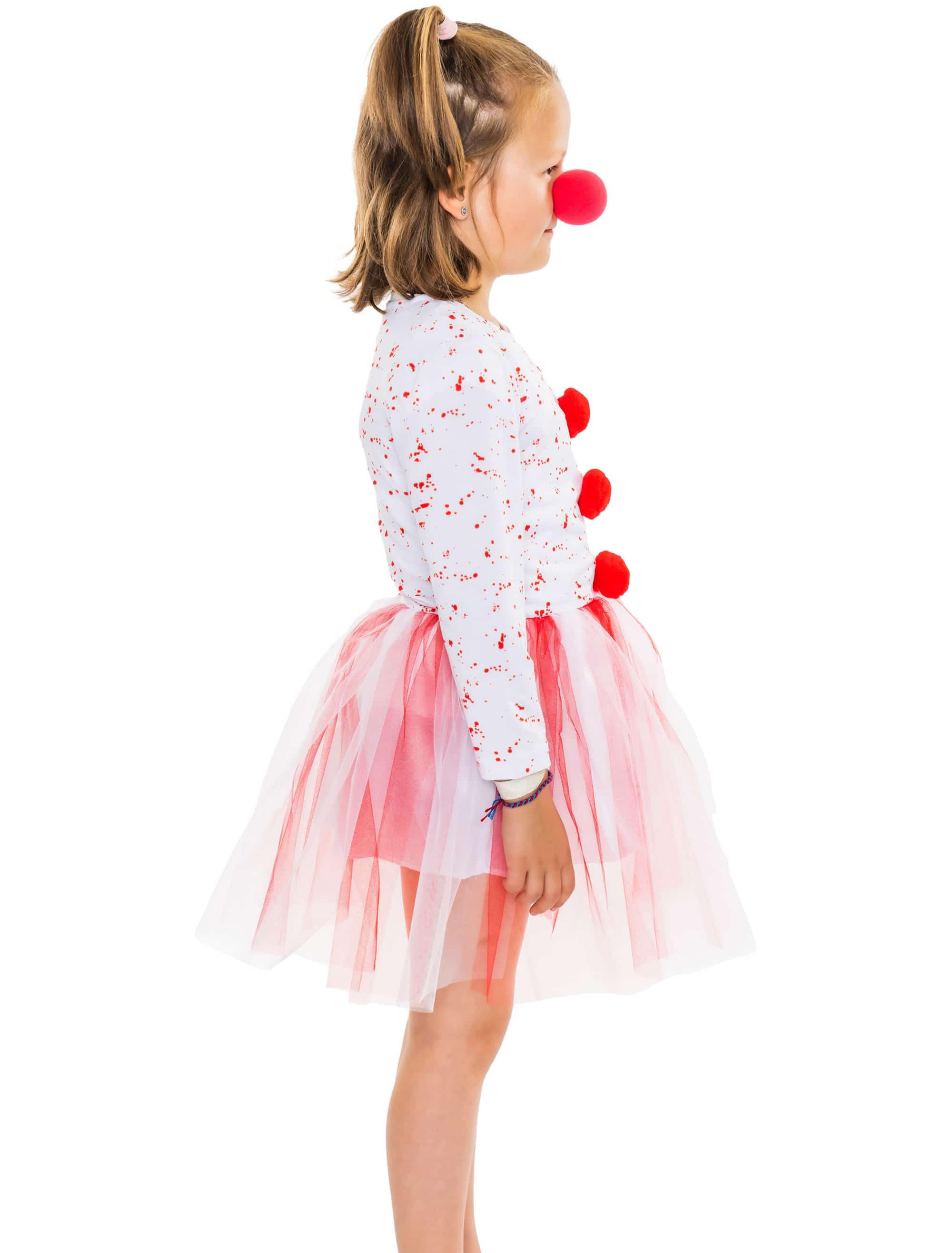 Kleid Clown Kinder rot/weiß 128