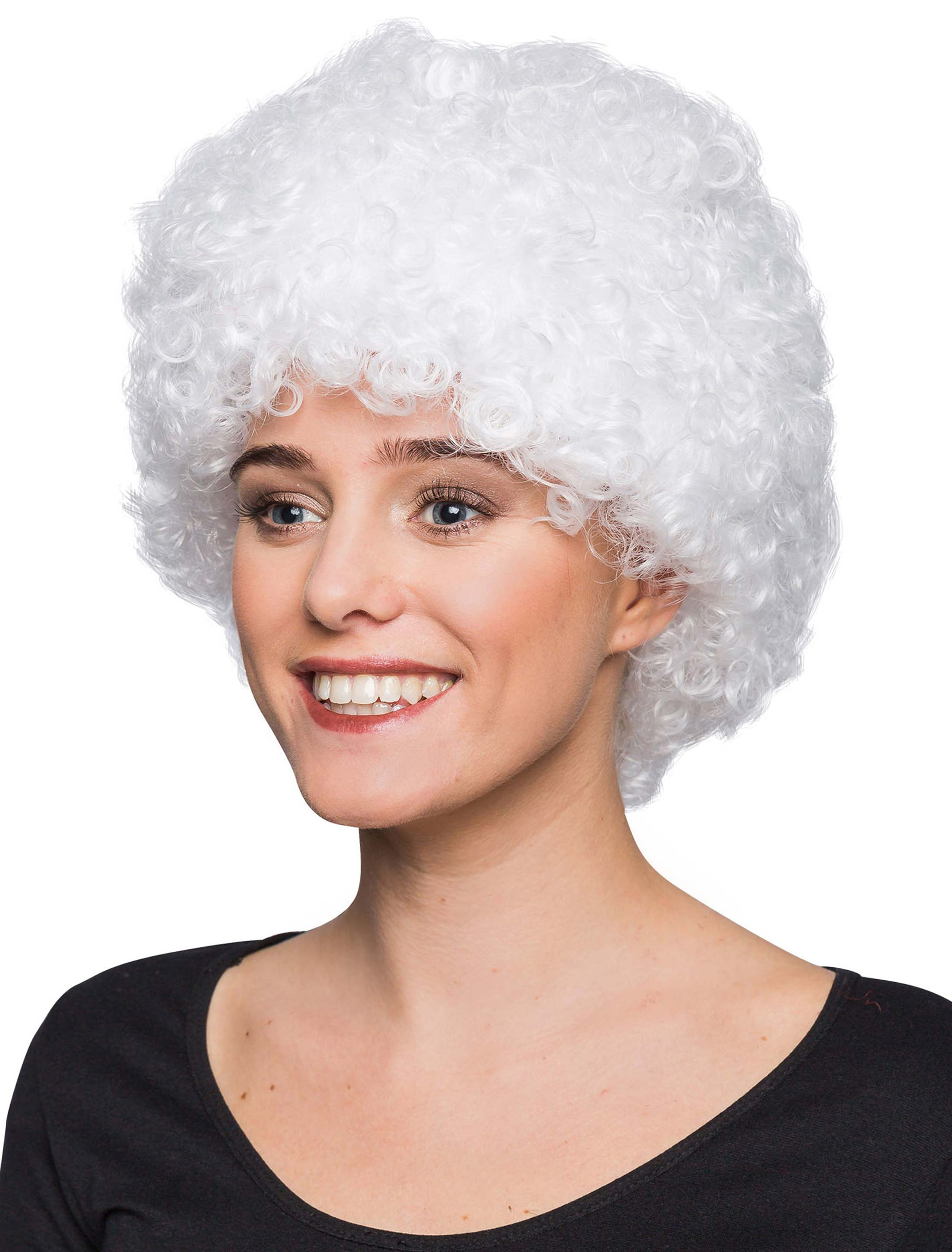 Perücke Clown Locken weiß one size
