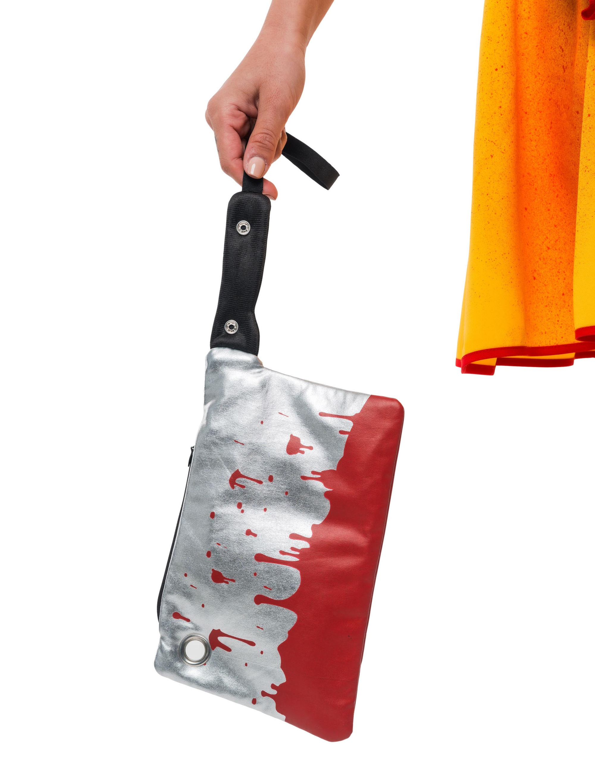 Tasche Beil blutig grau/rot