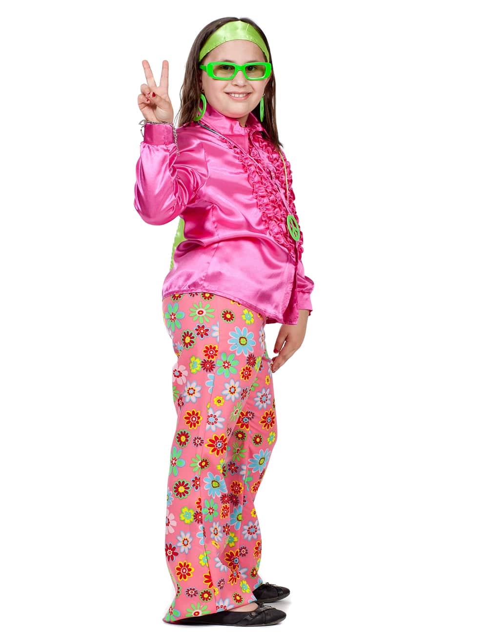 Hose Hippie Blumen rosa 116