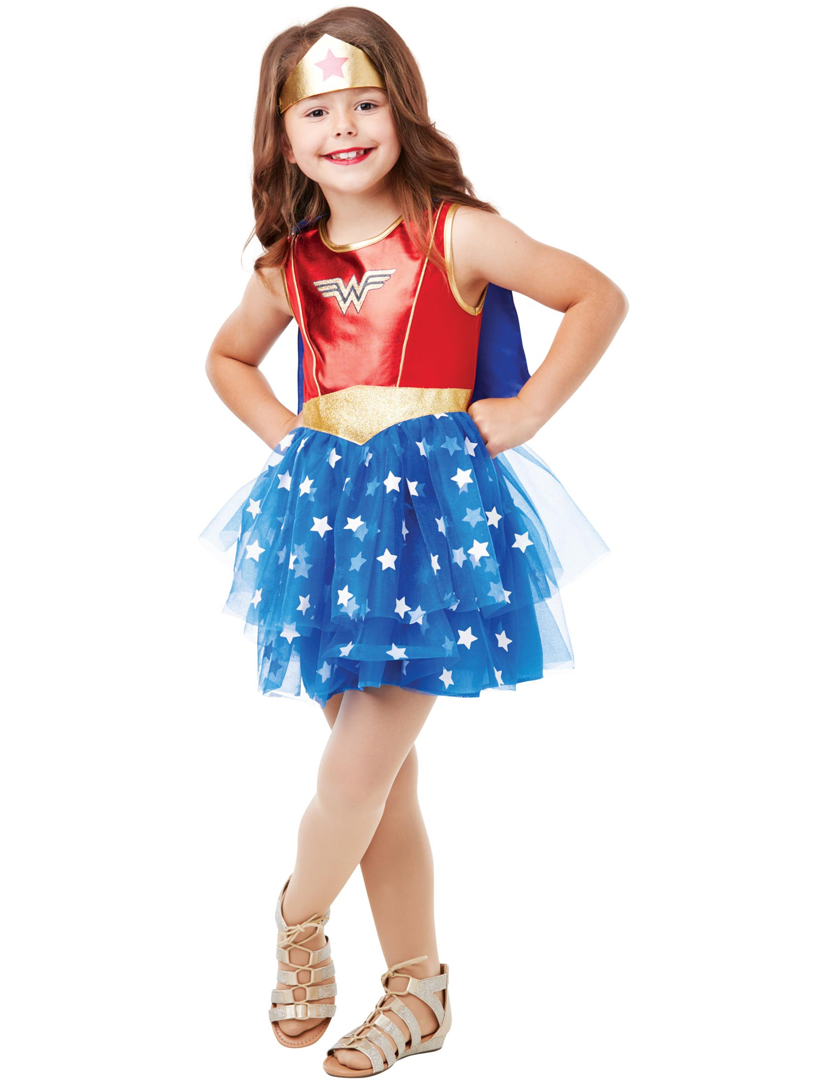 Wonder Woman Premium 3-tlg. Kinder rot/blau 5-6 Jahre