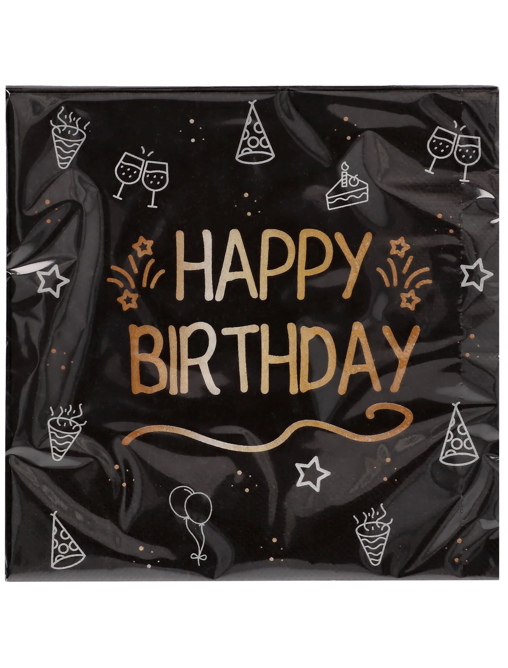 Servietten Happy birthday 16 Stk. schwarz