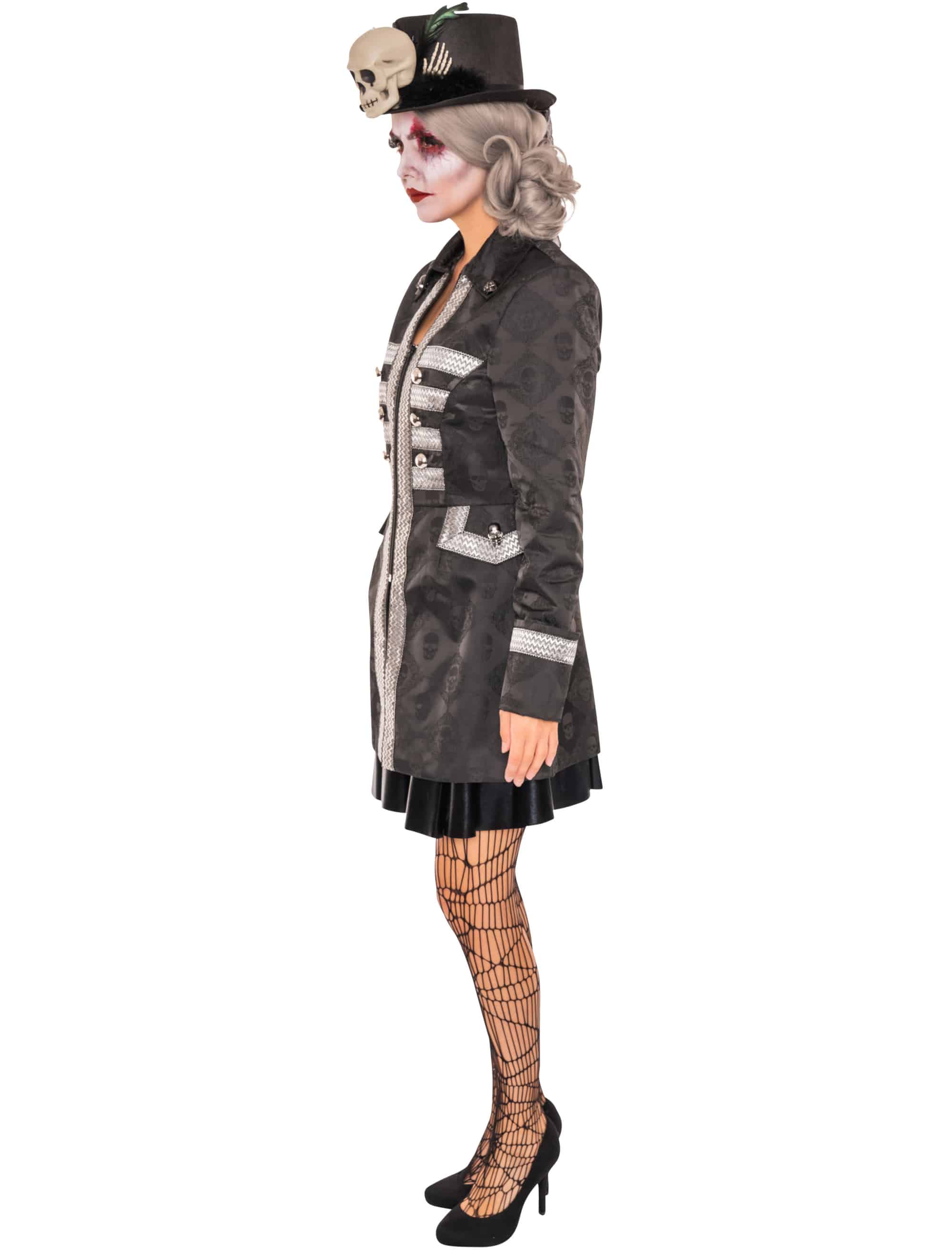 Jacke mit Totenköpfen Damen schwarz M