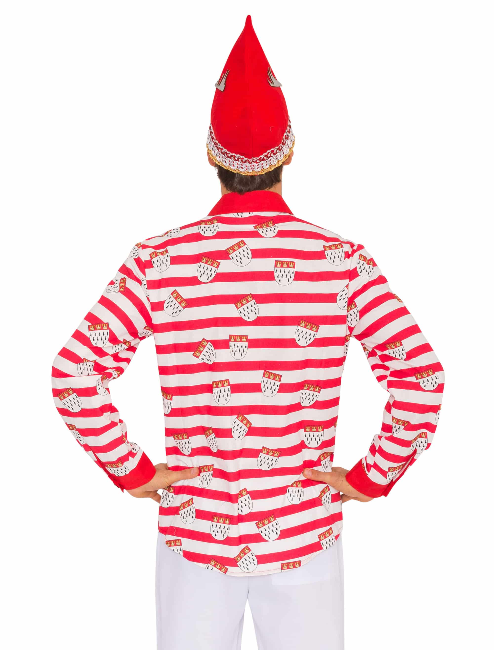 Hemd langarm Wappen Herren rot/weiß S
