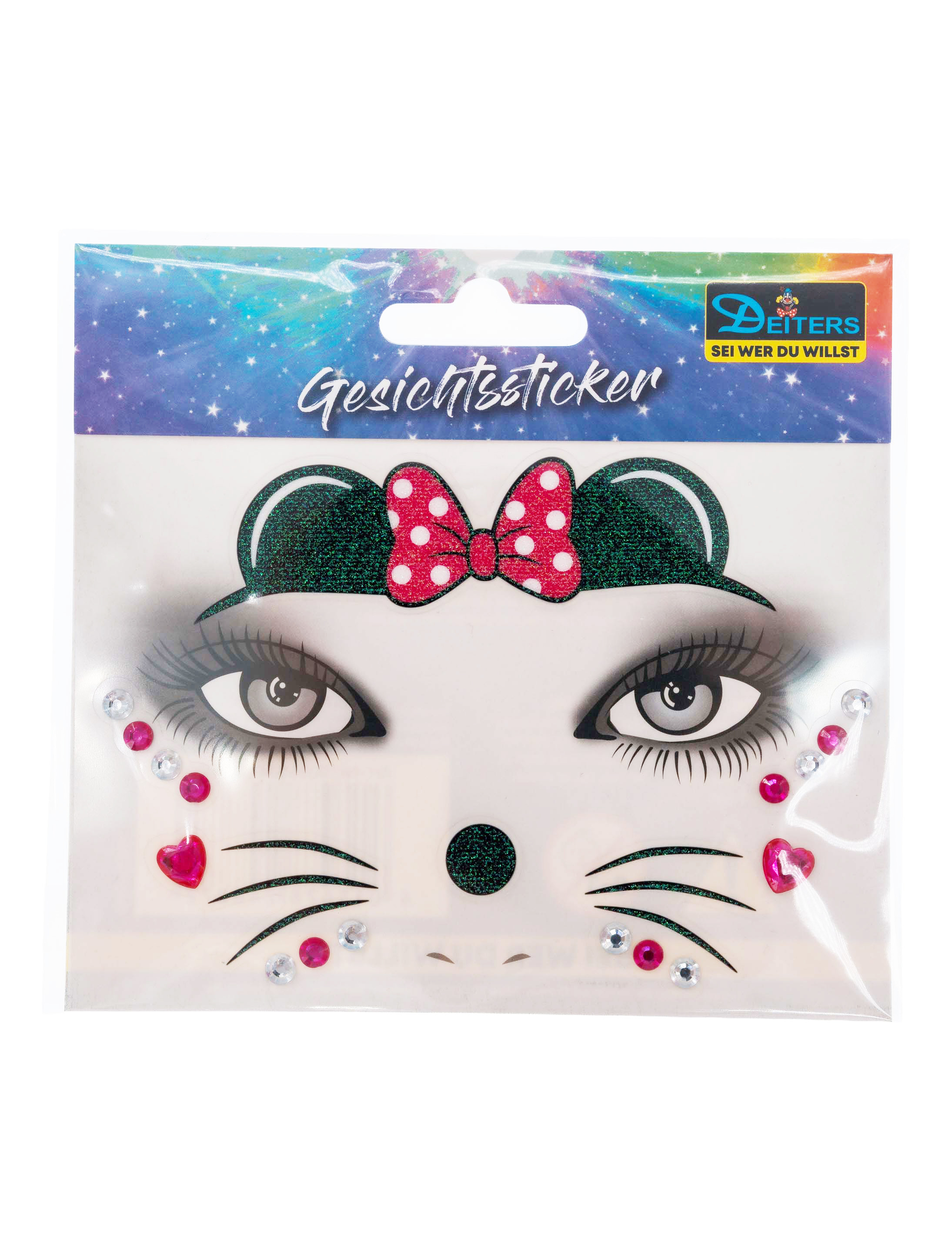 Gesichtstattoo Maus pink/schwarz