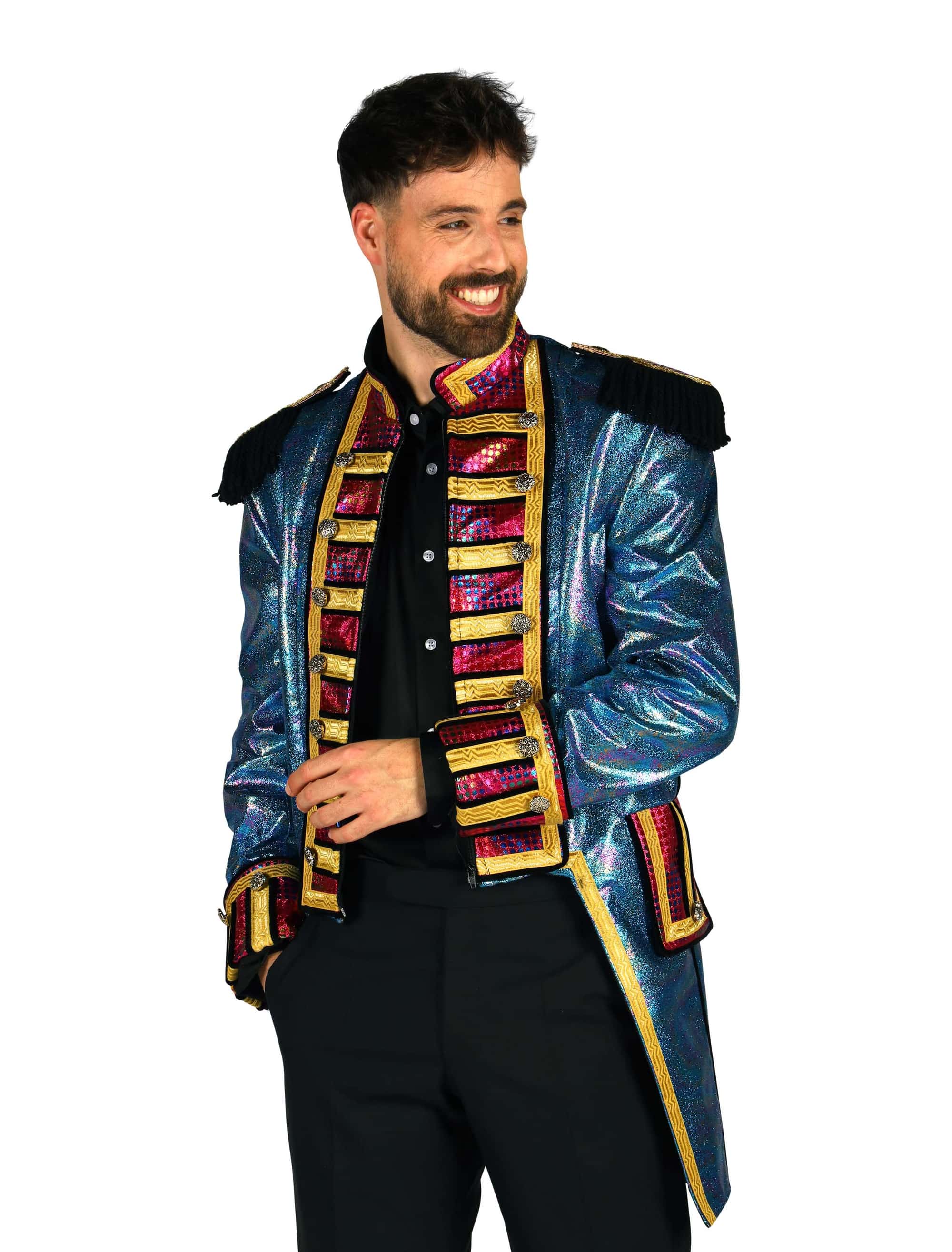Jacke Zirkusdirektor metallic Herren türkis L
