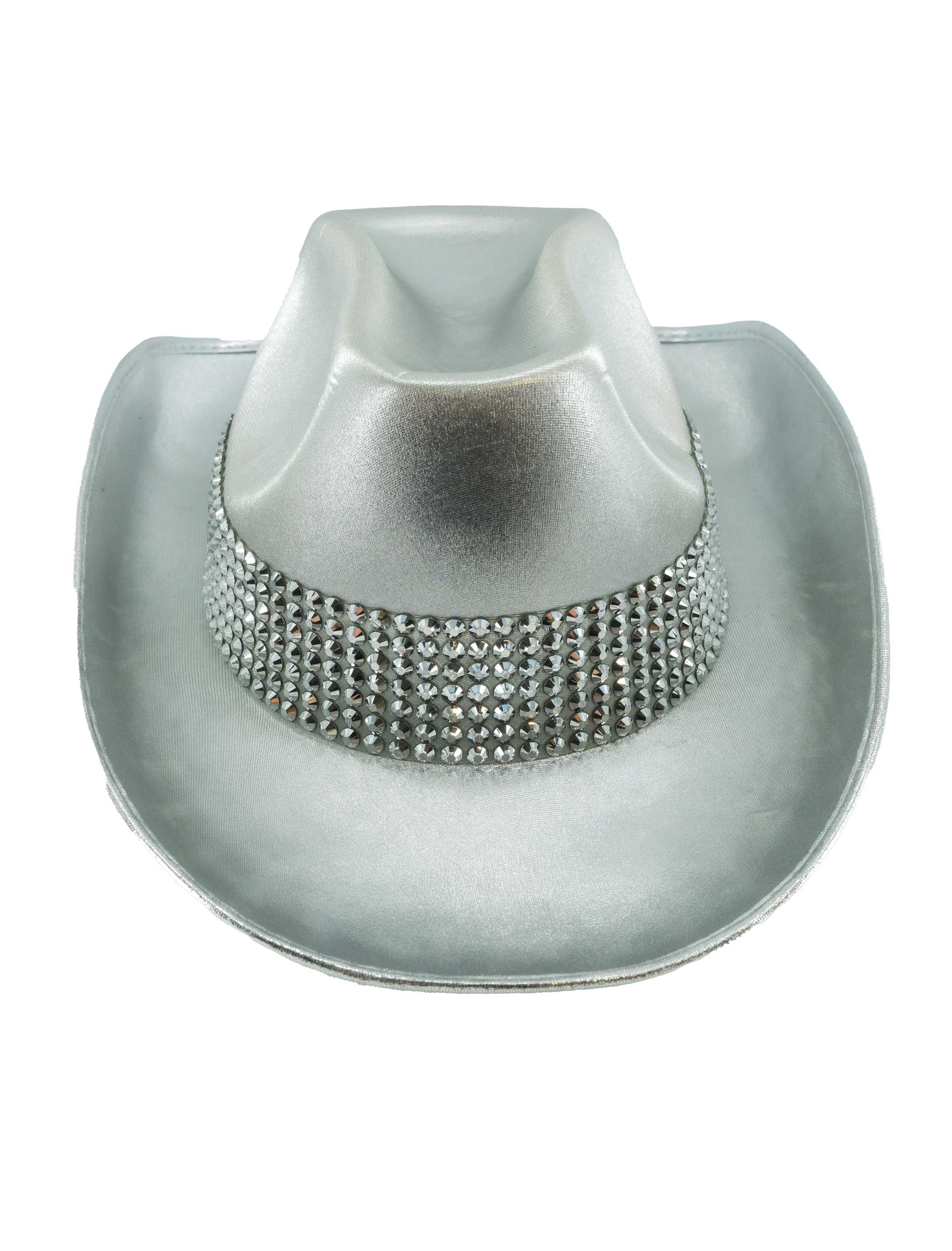 Cowboyhut mit Strasssteinen silber 59