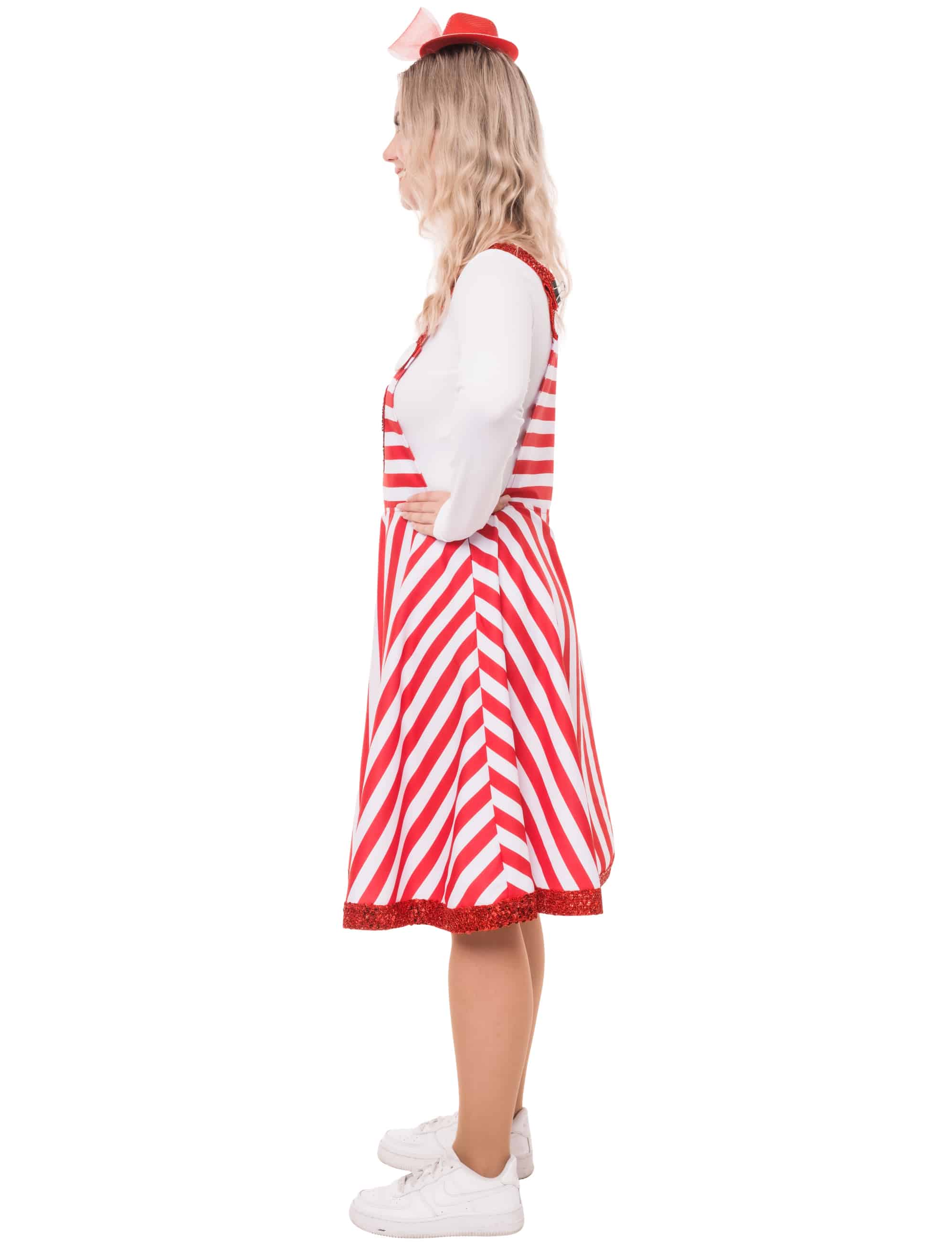 Latzkleid mit Herz Kölle Gestreift Damen rot/weiß S/M