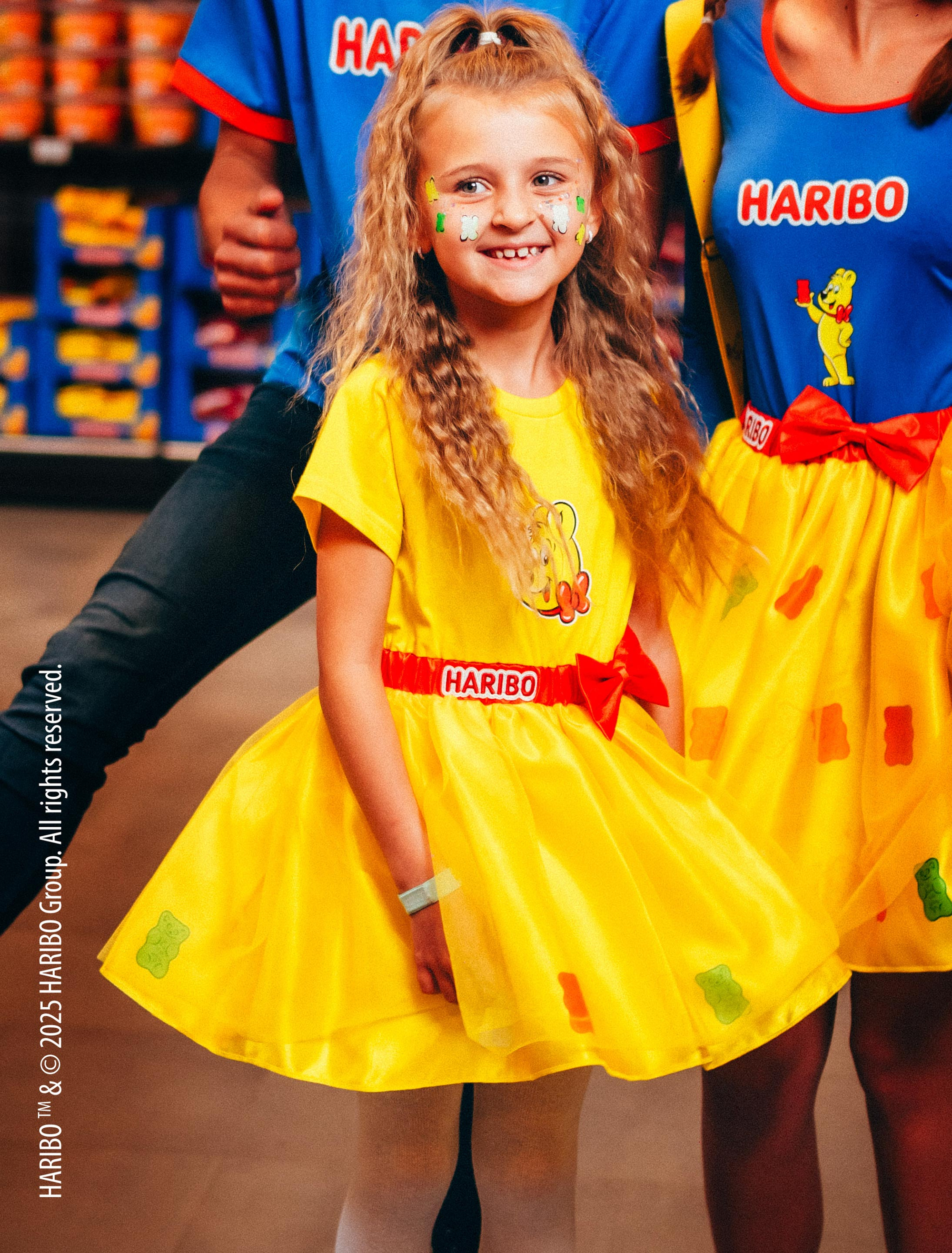 Kleid HARIBO Goldbären mit Schleife Kinder gelb 116/128