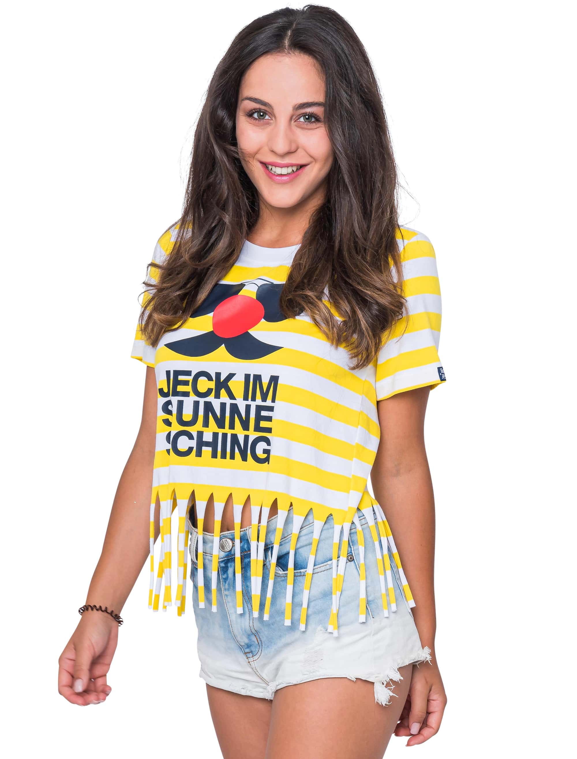JIS T-Shirt Jeck im Sunnesching mit Fransen Damen gelb XL