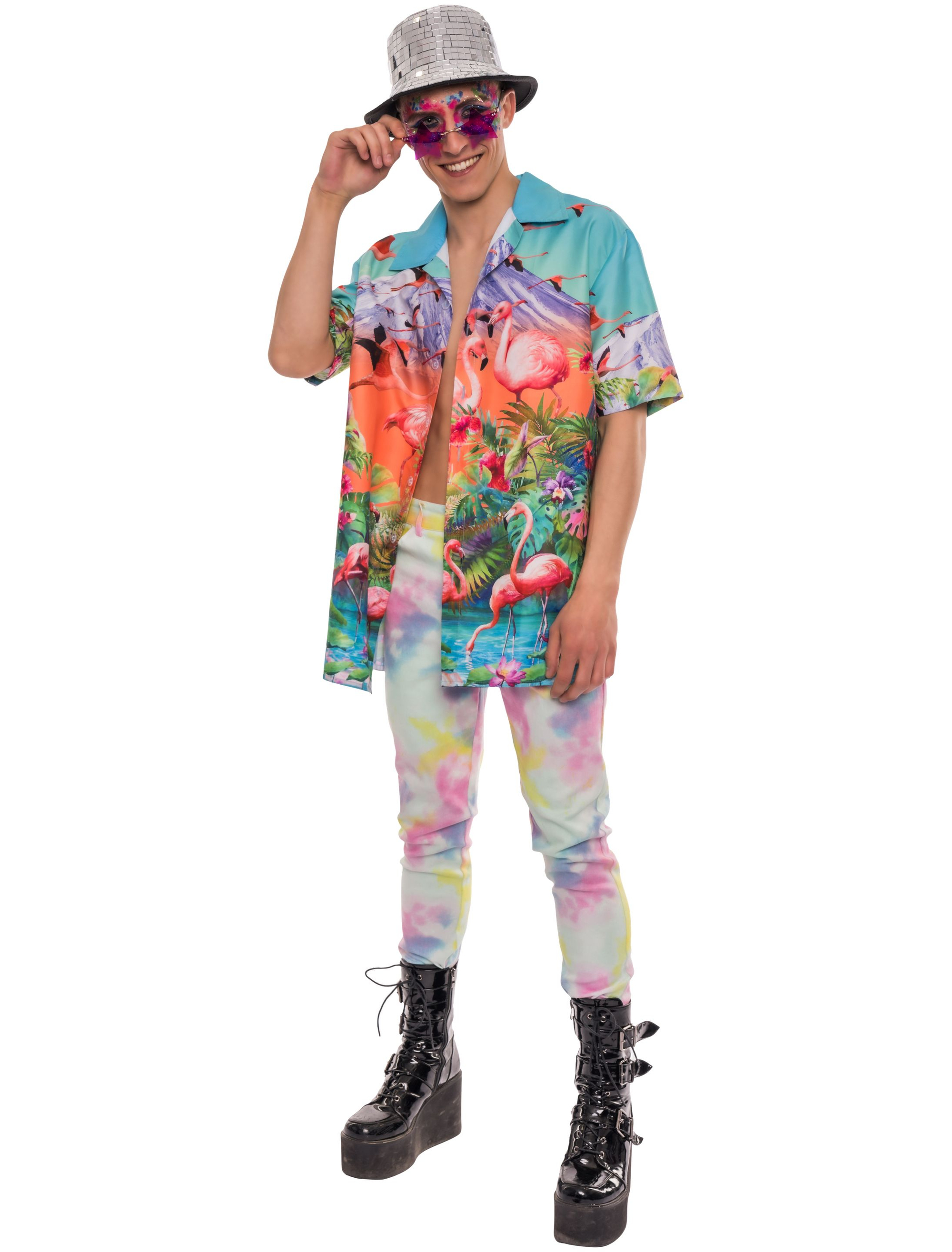 Hawaiihemd Print Herren türkis L