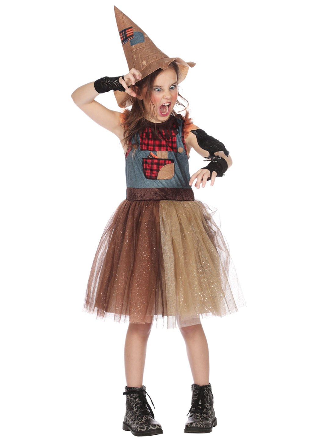 Kleid Vogelscheuche Kinder 2-tlg. Mädchen braun 104