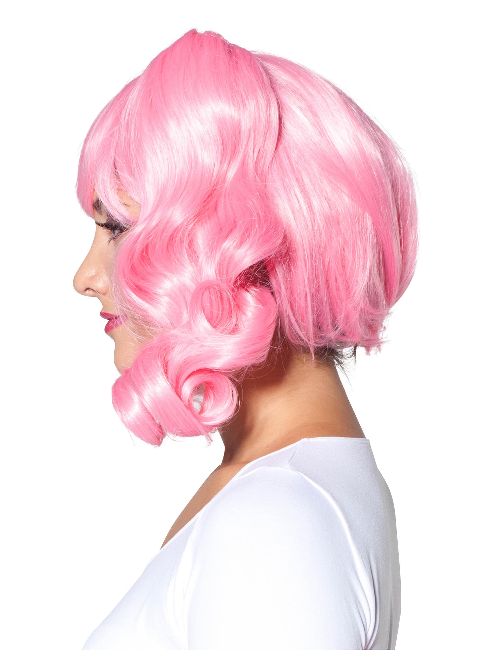 Perücke Zöpfe seitlich mit Pony pink one size