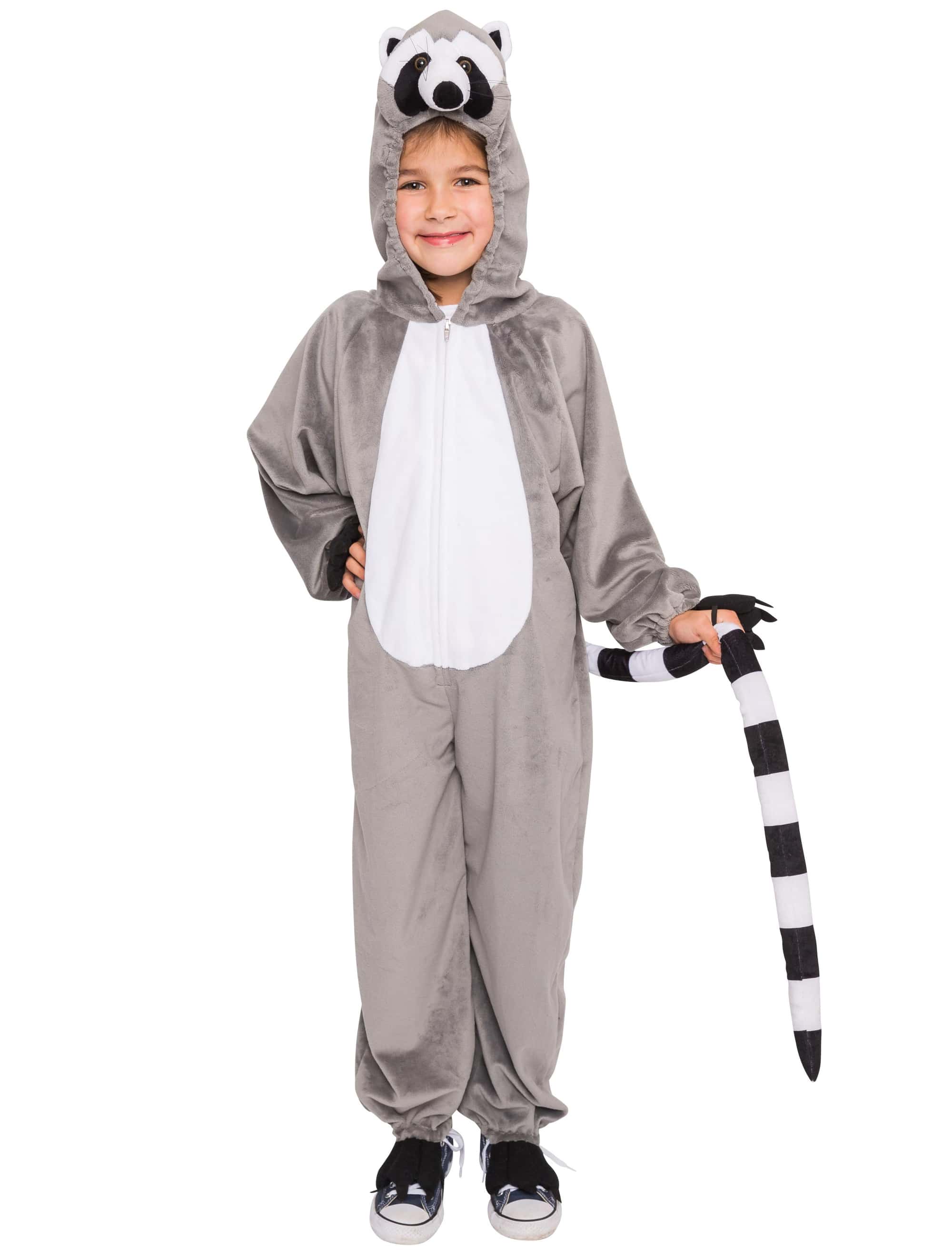 Overall Plüsch Waschbär Kinder grau 140-164