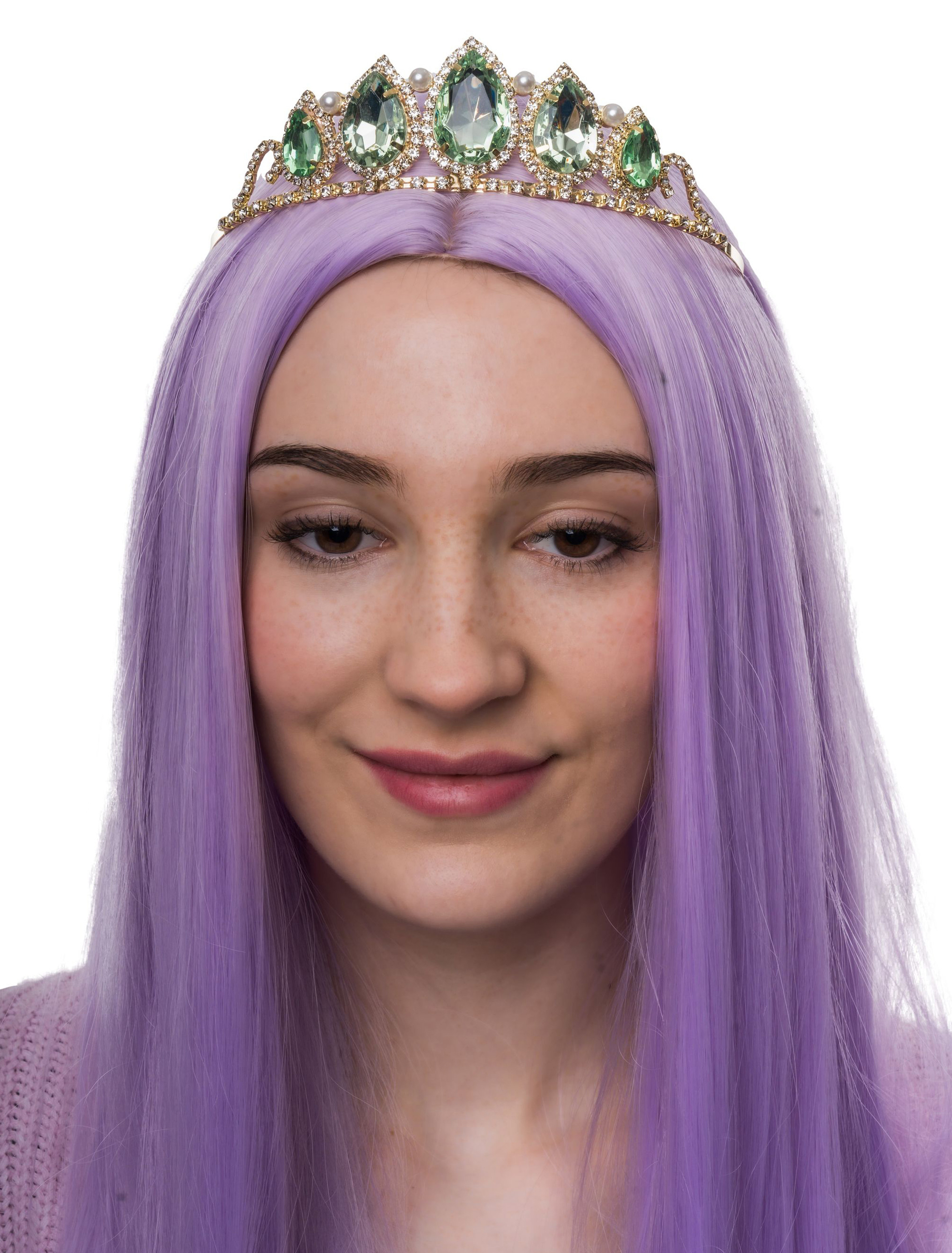Diadem gold mit Kristall Damen grün/gold