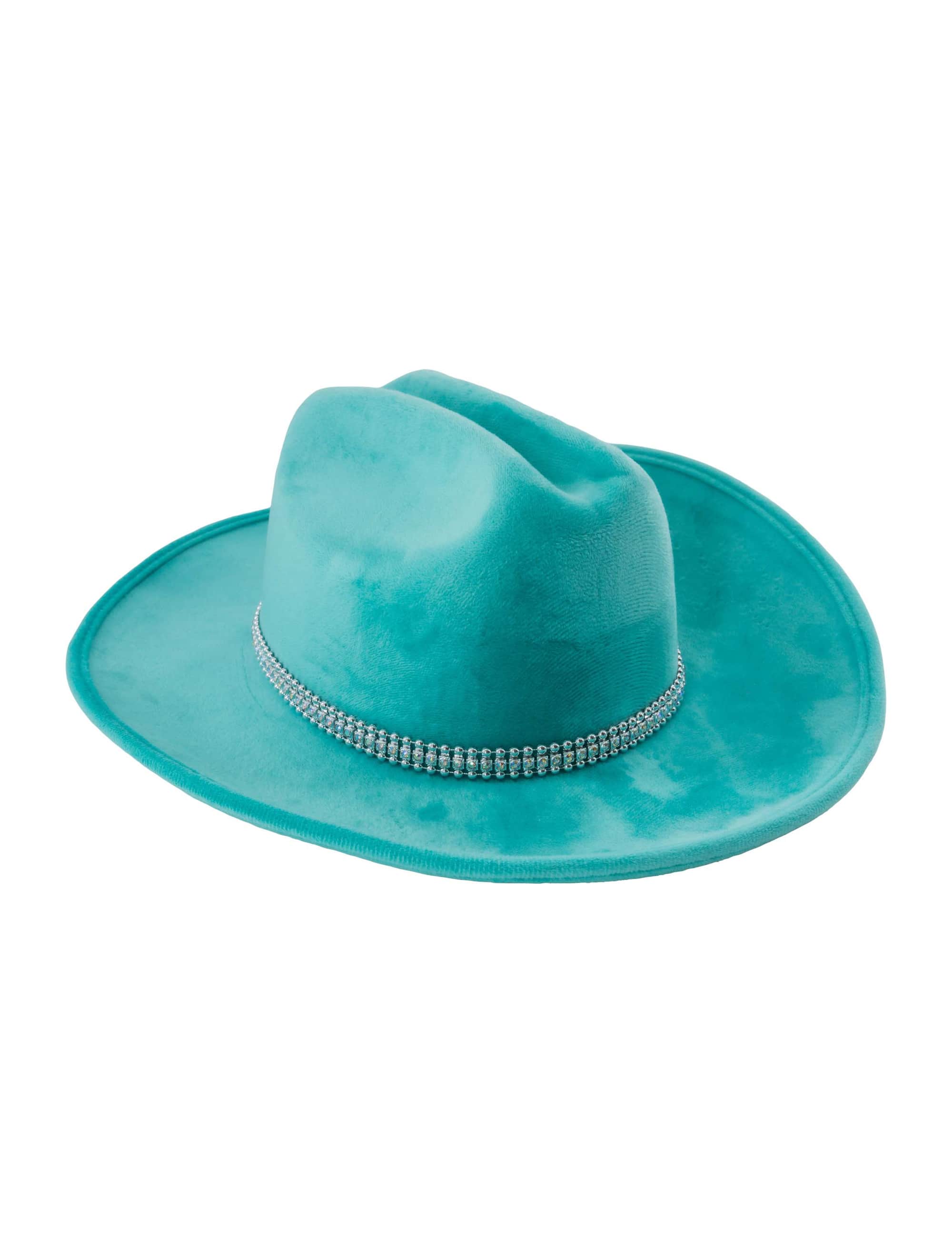 Cowboyhut mit Strassband türkis one size