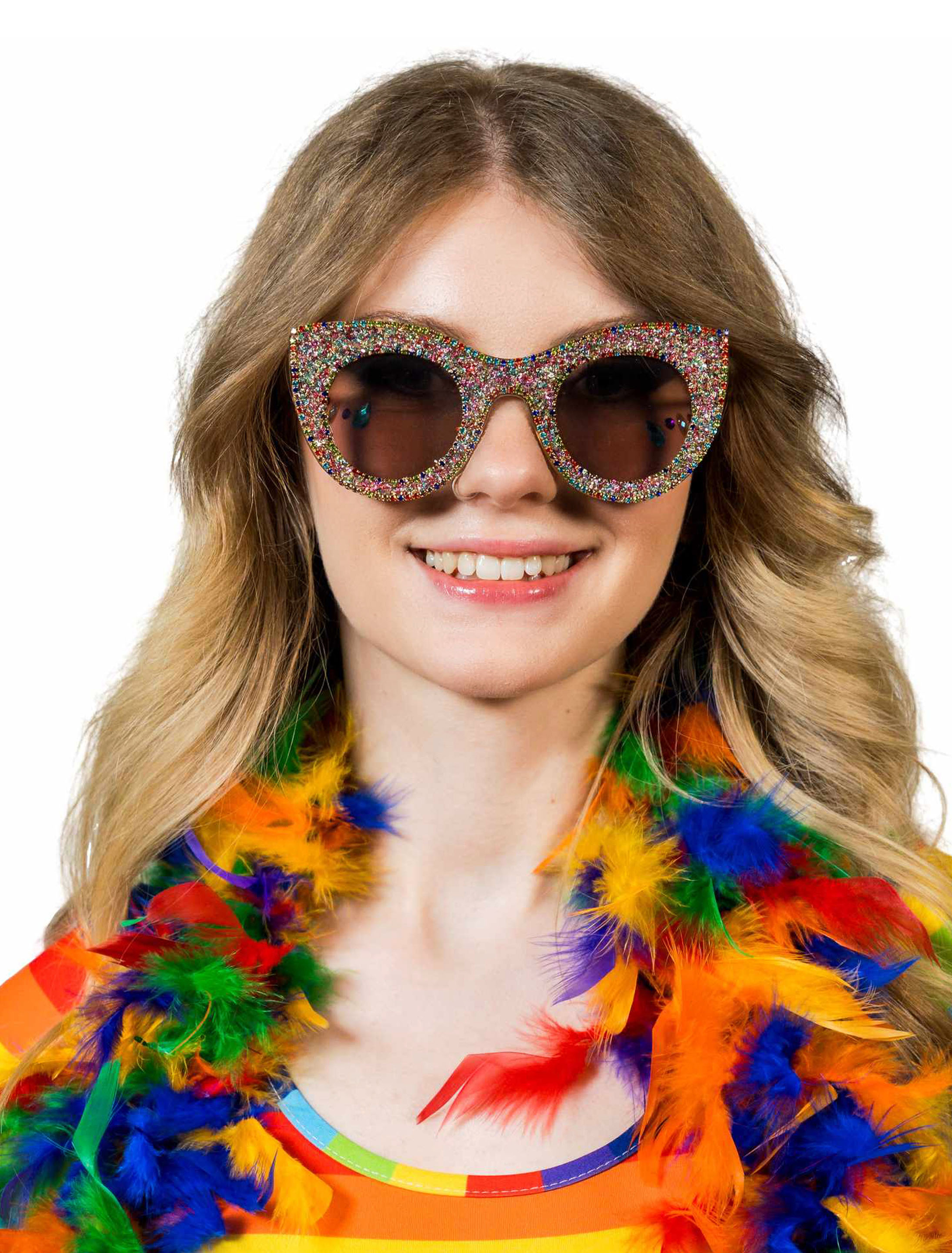 Brille Glamour Glitzer rainbow