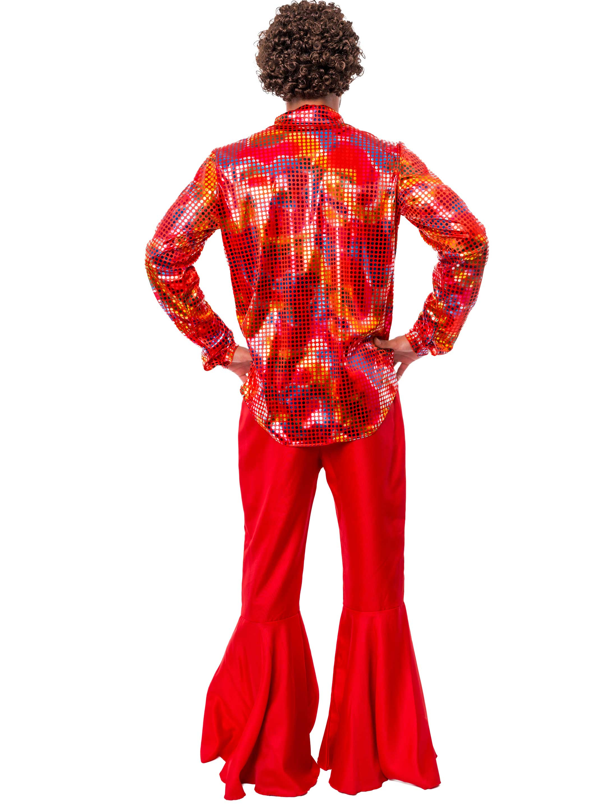 Hemd Disco Gepunktet Herren rot M/L
